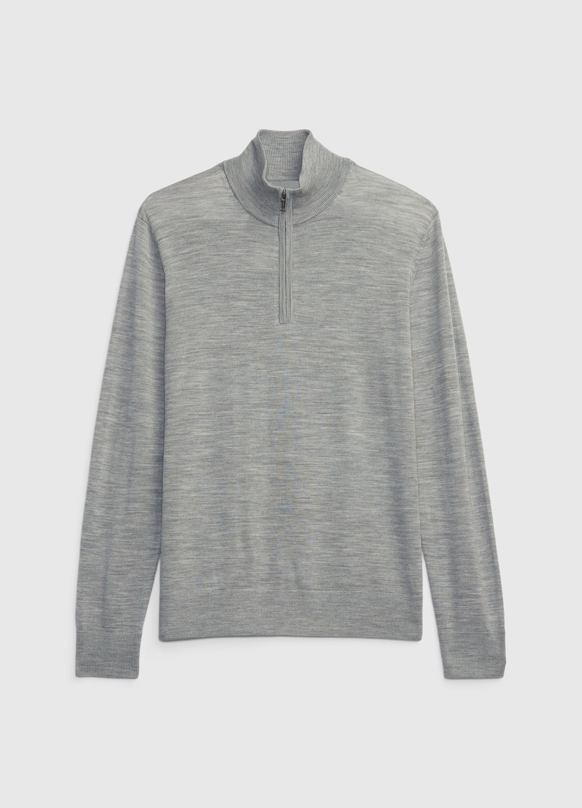 Merino wool pullover with half-zip neck_2