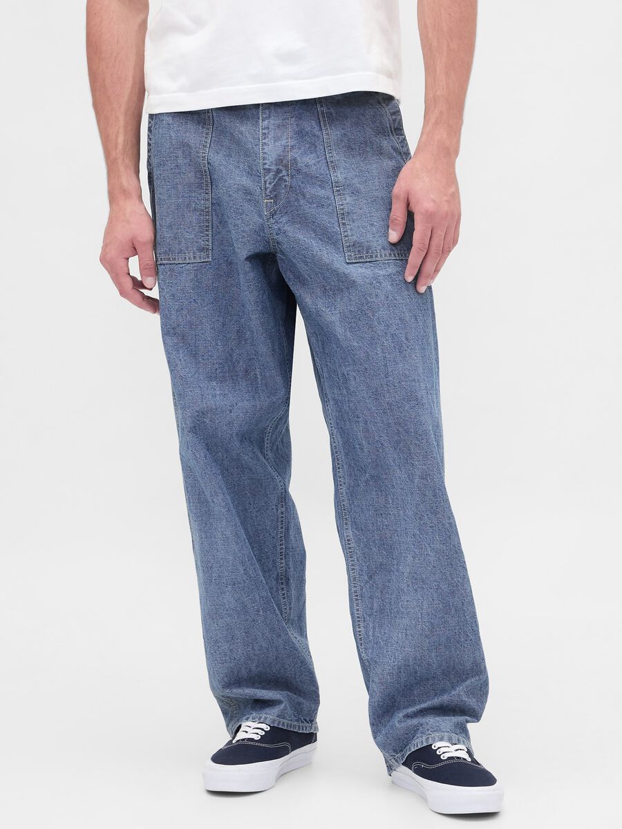 Pantaloni in denim regular blu Uomo_1
