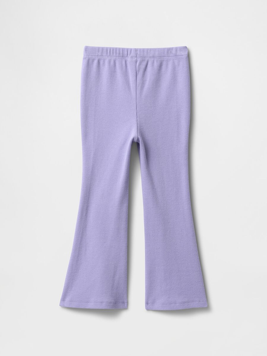 Pantaloni a zampa in tessuto elasticizzato lilla Baby Girl_1