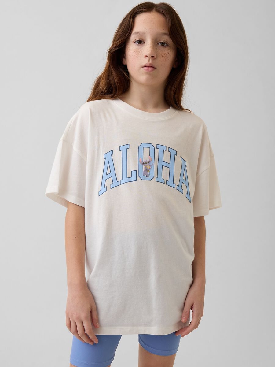 T-shirt Stitch Disney a maniche corte in puro cotone Bambina_0