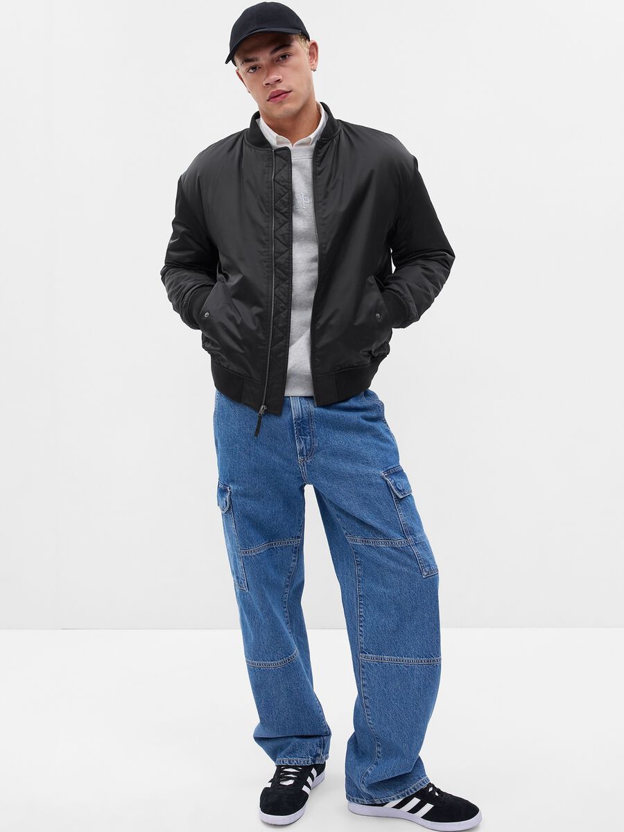 Full-zip bomber jacket in cotton Man_0