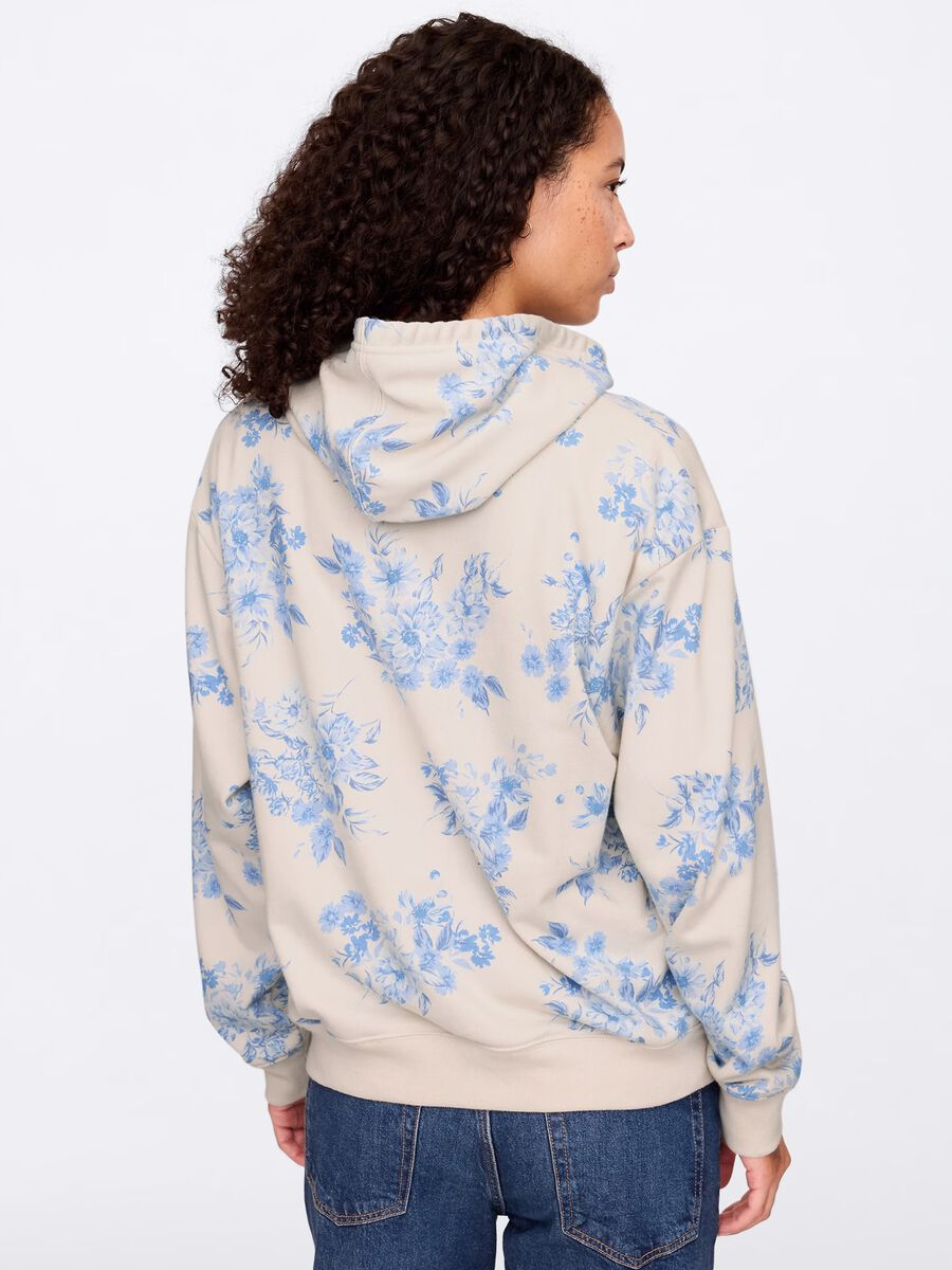 Felpa con cappuccio floreale beige e azzurro Gap Donna_2