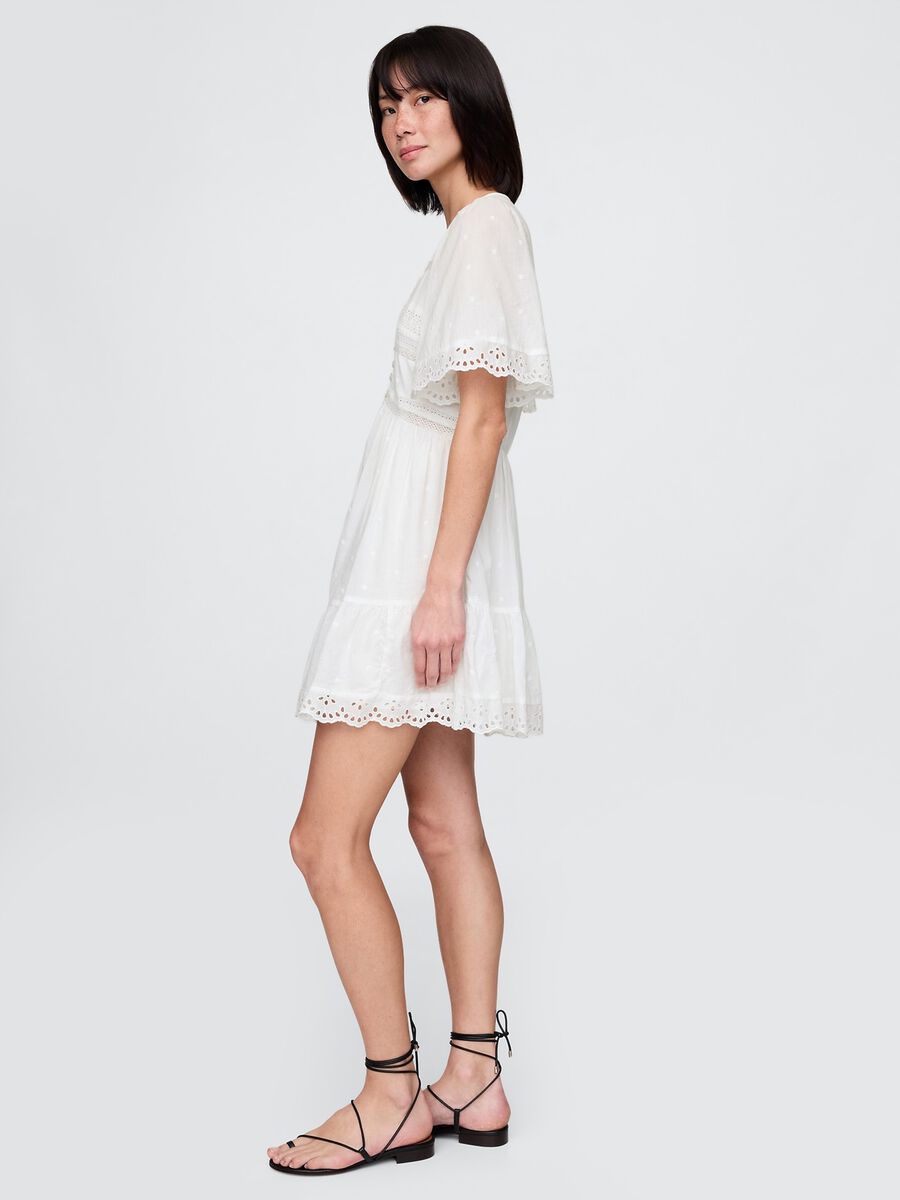 Abito corto bianco in tessuto ricamato Donna_2