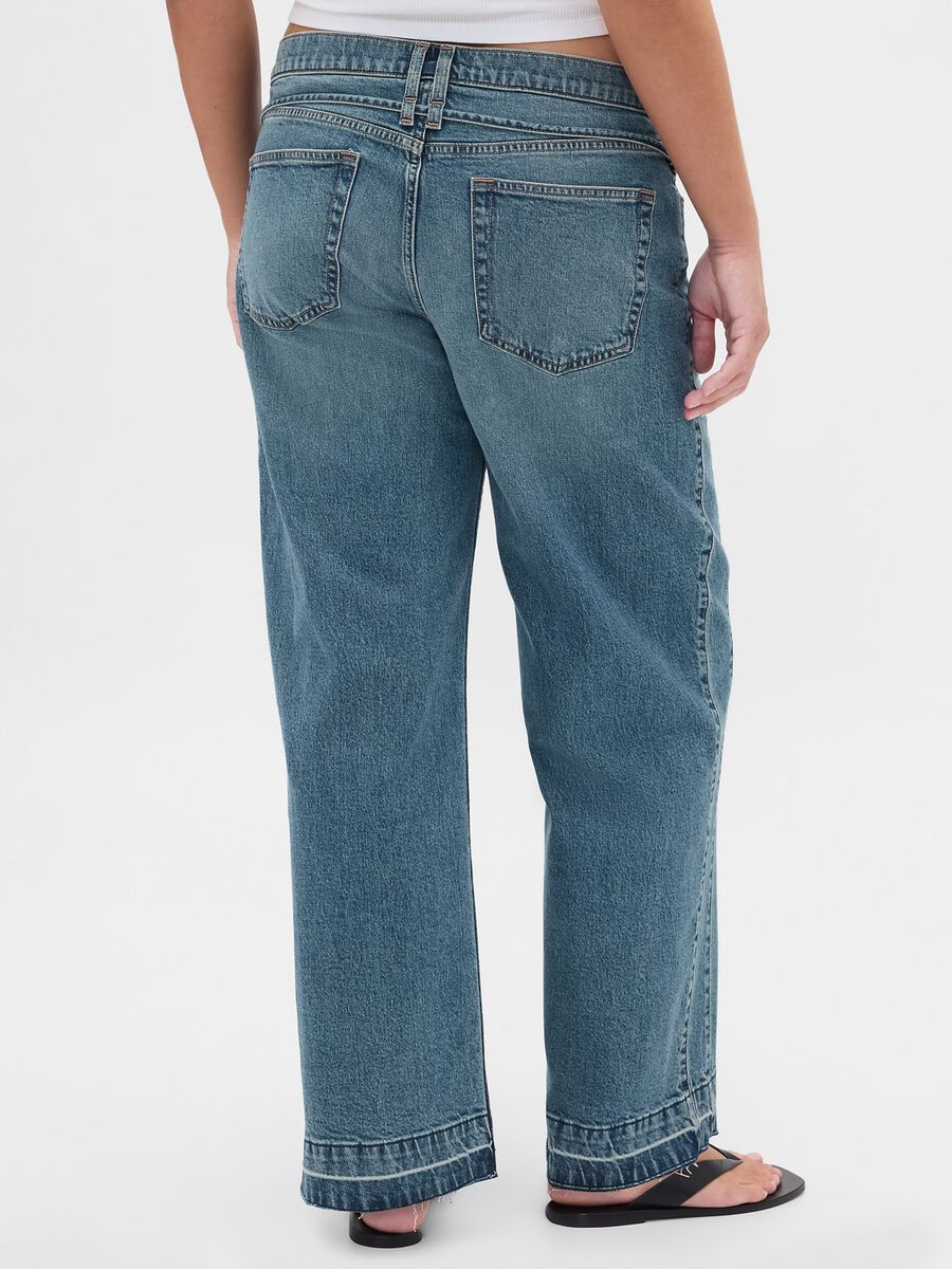 Pantaloni denim blu a gamba larga Donna_5