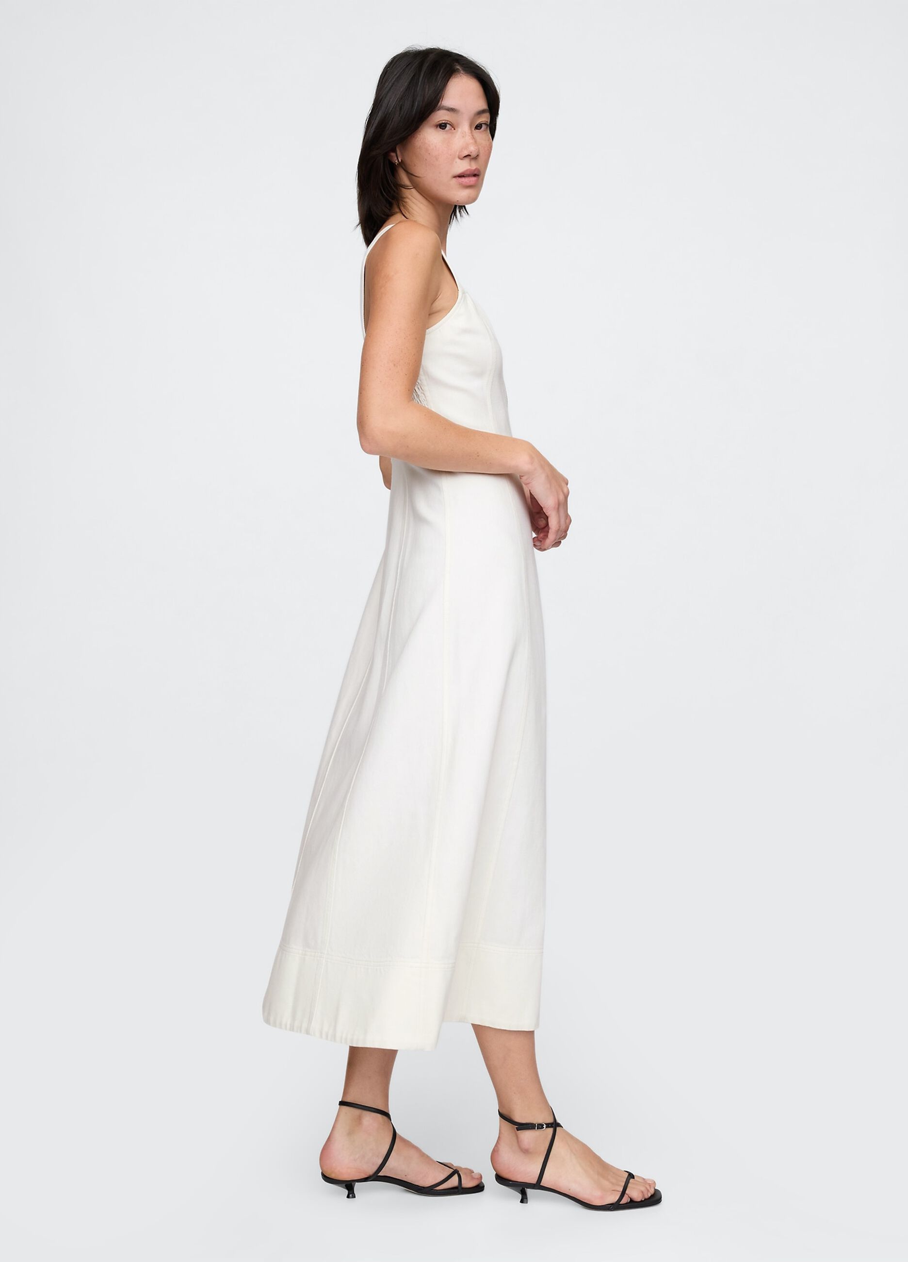 Abito lungo bianco con zip frontale_2