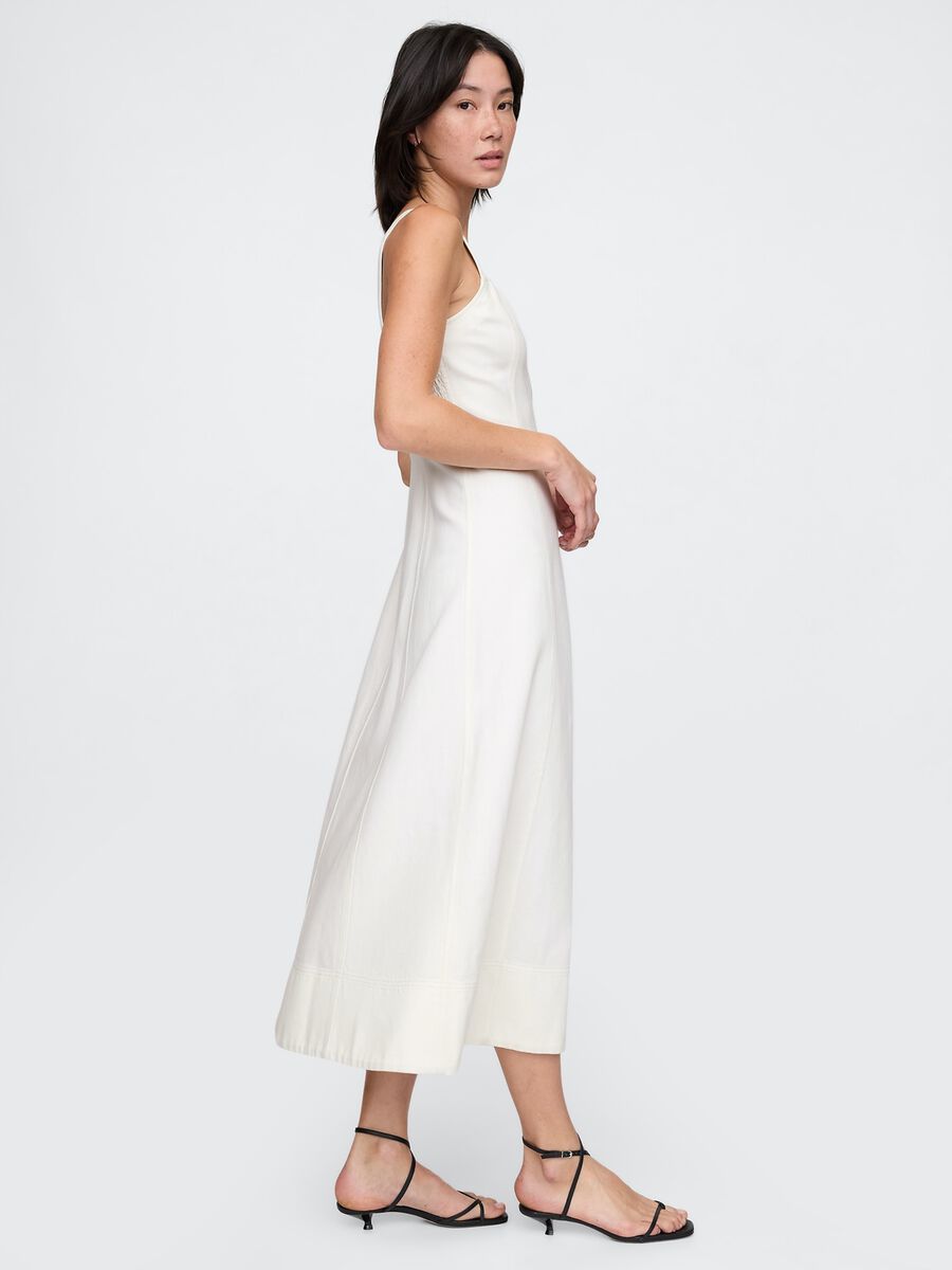 Abito lungo bianco con zip frontale Donna_2