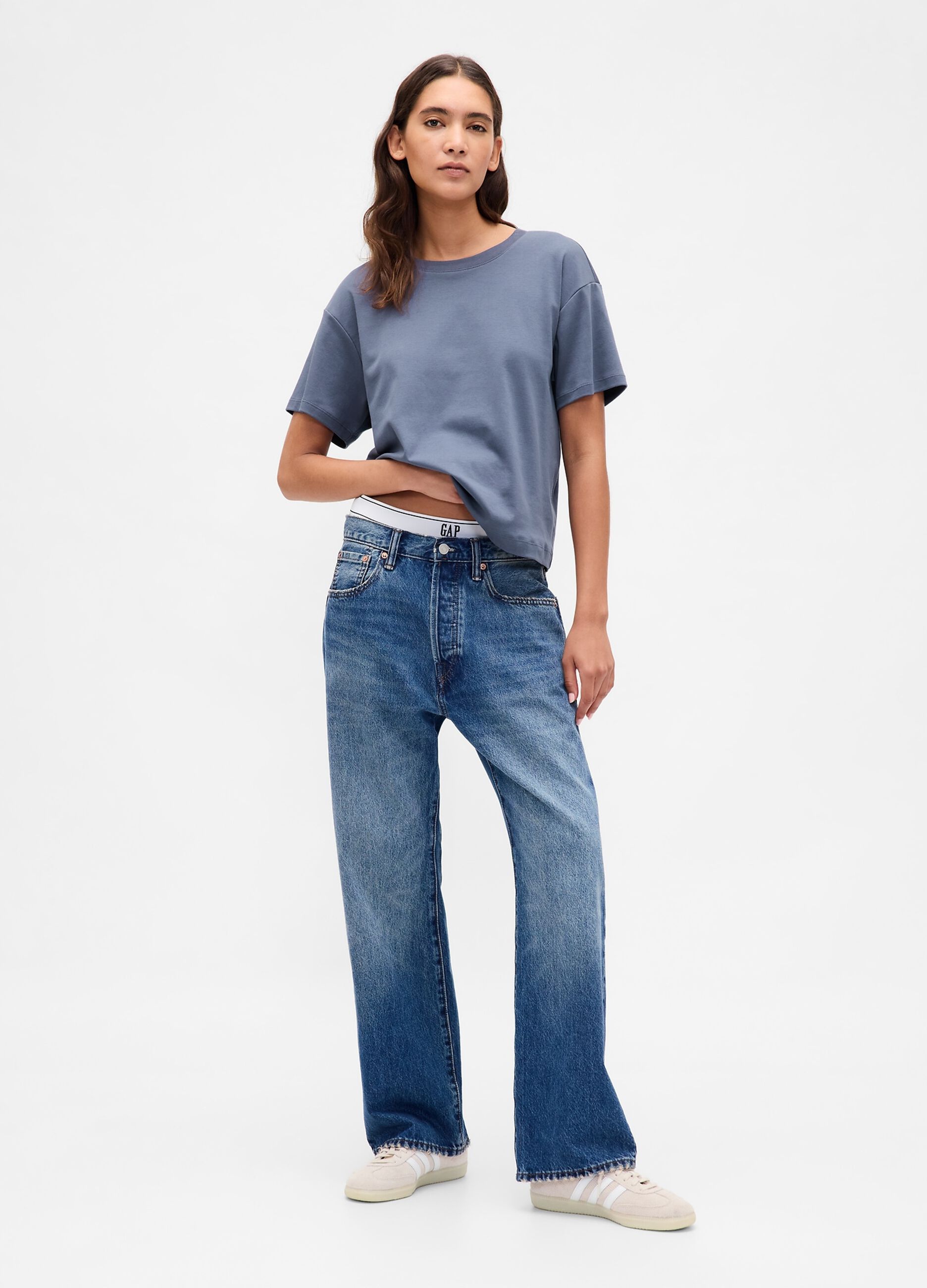 T-shirt blu in cotone_1