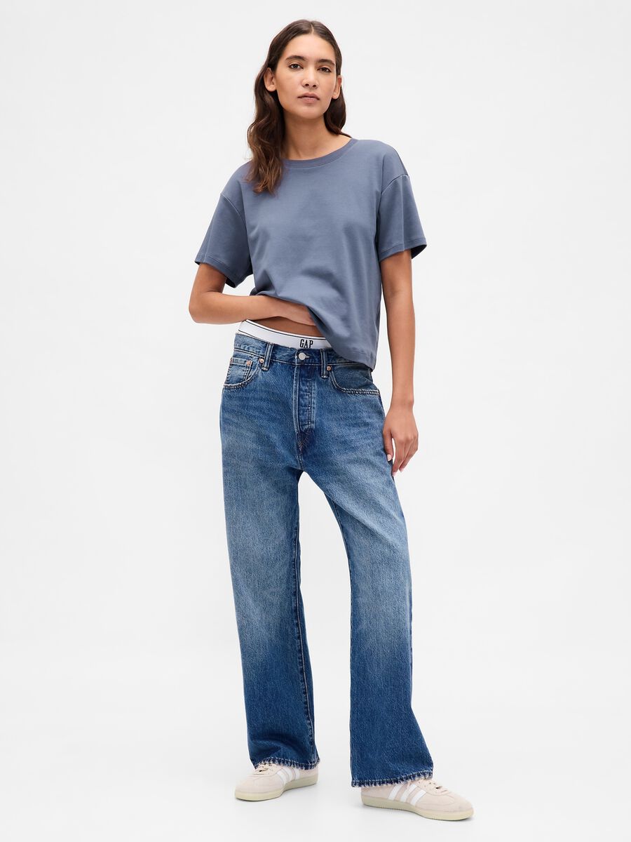 T-shirt blu in cotone Donna_1