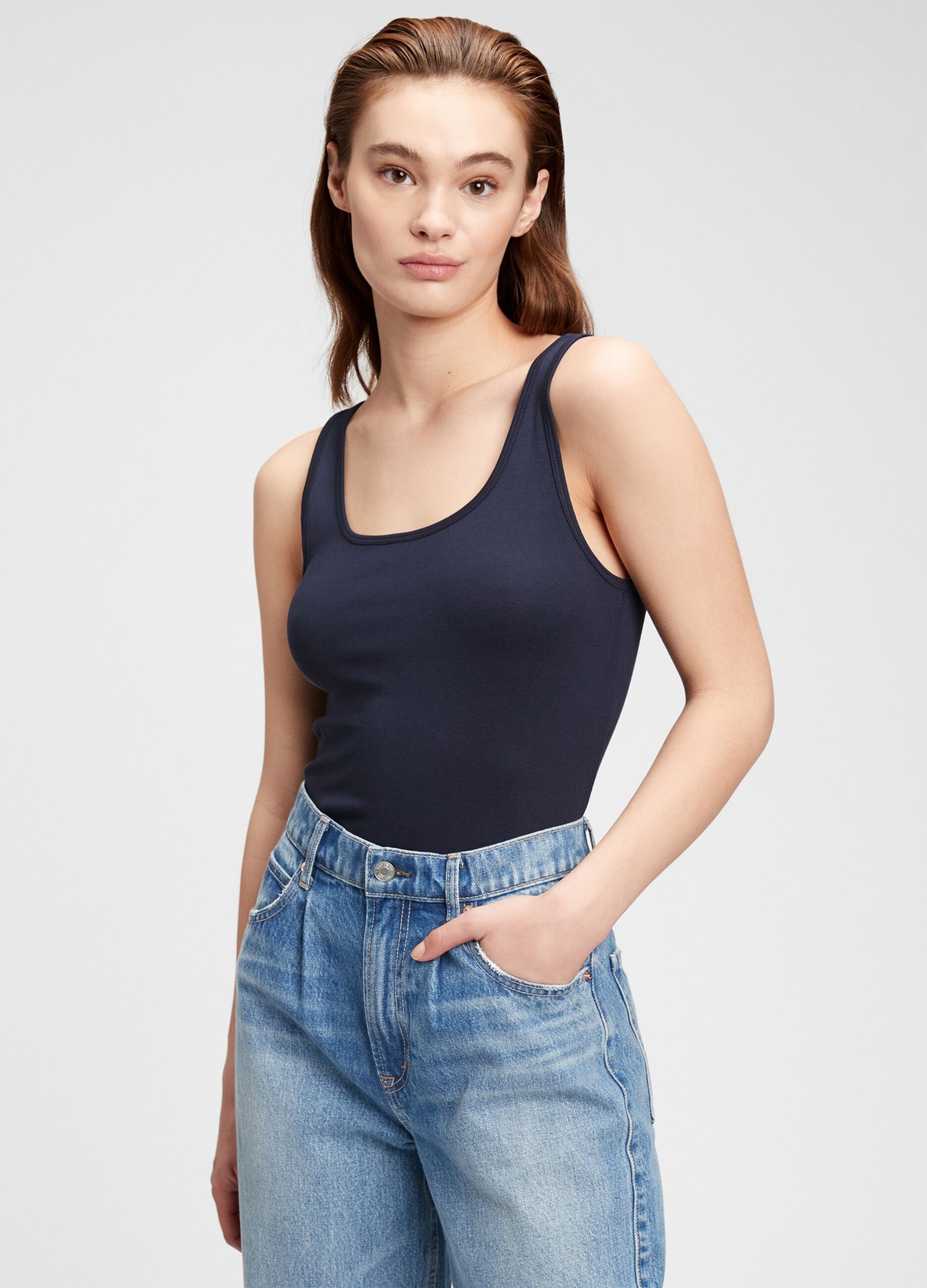 Tank top in cotton and modal._0