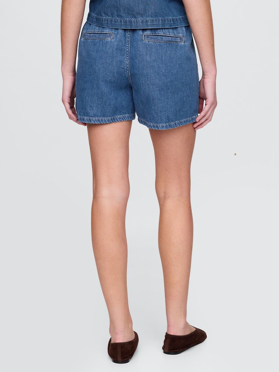 Shorts in denim con elastico in vita Donna_2