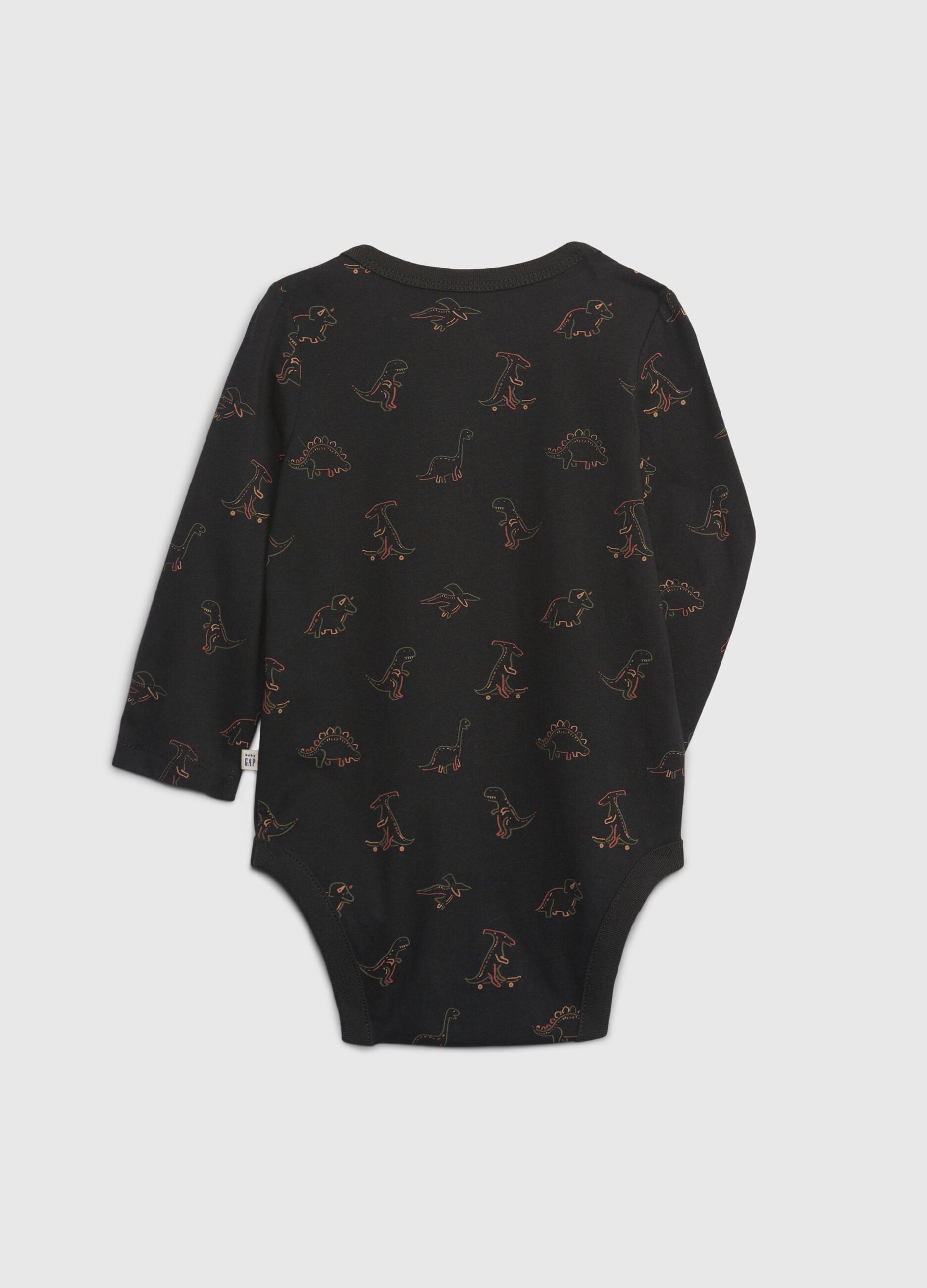 Cotton bodysuit with dinosaur print_1