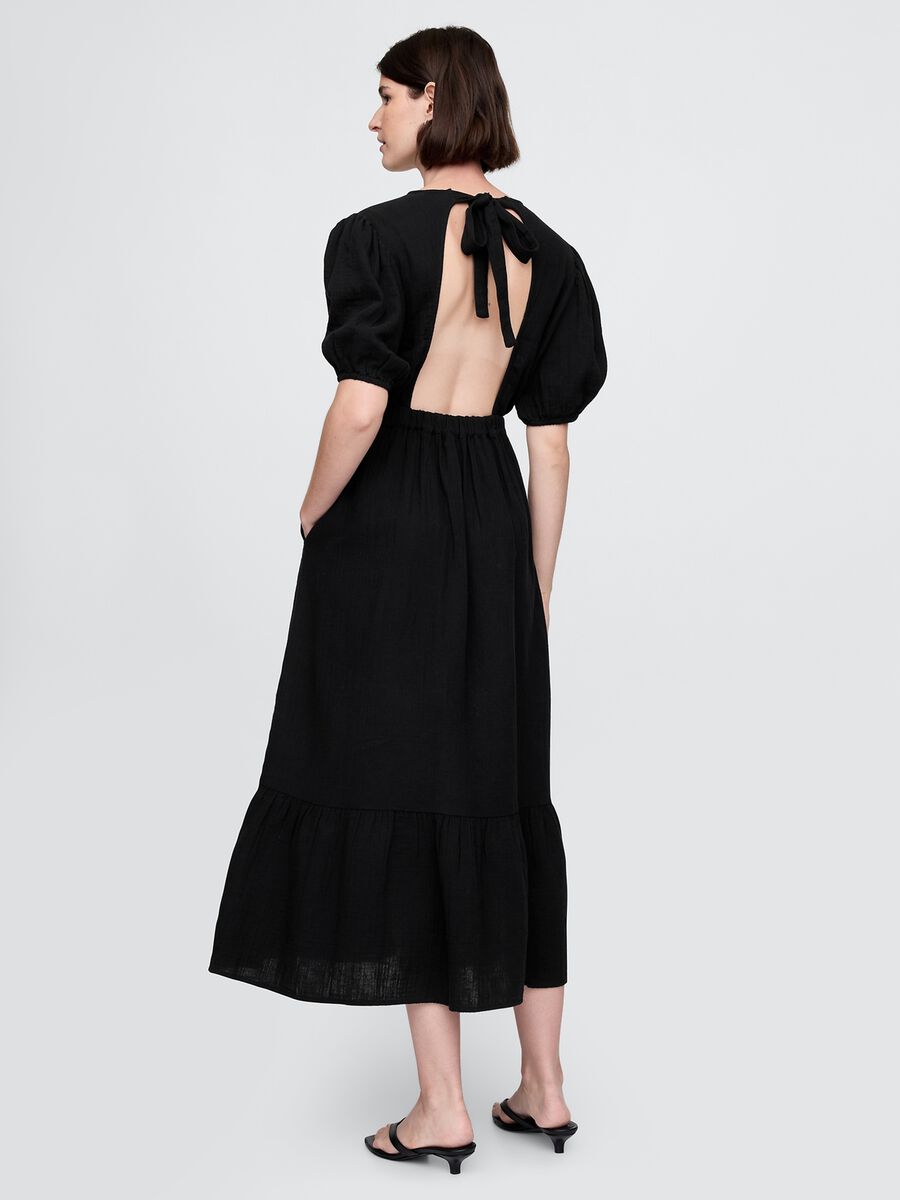 Abito lungo nero con scollo a V e schiena aperta Donna_2