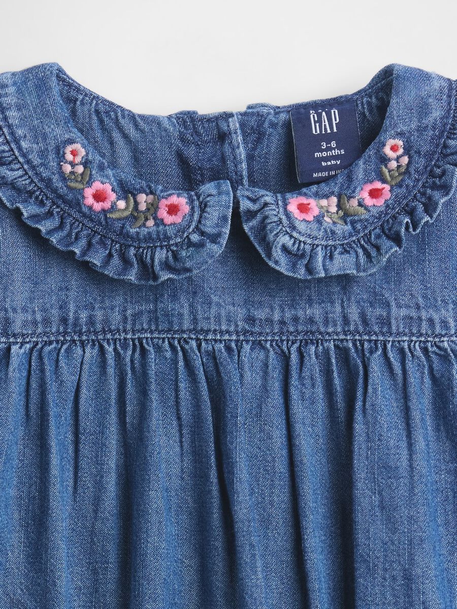 Body in denim con collo ricamato Newborn Boy_2