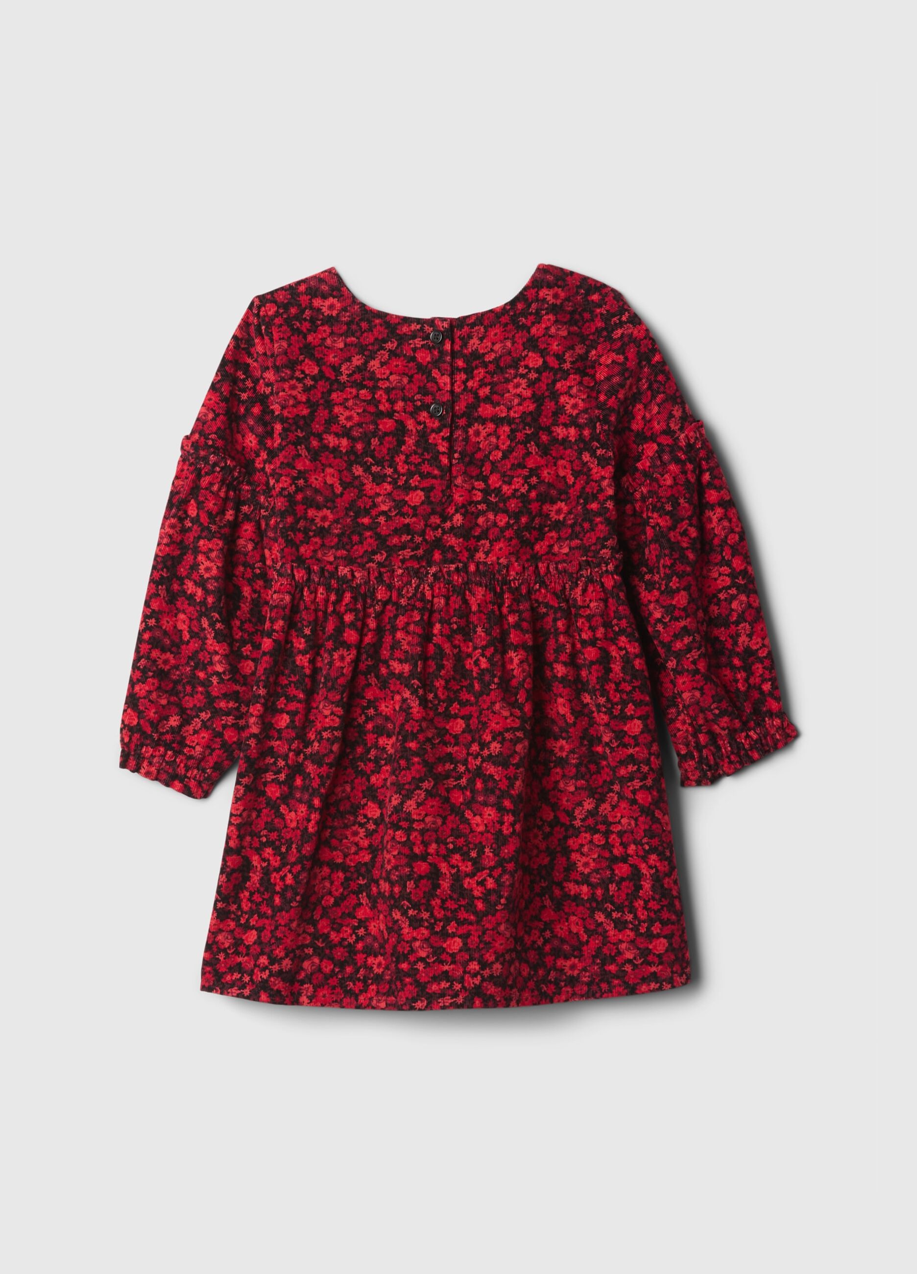 Floral dress in velvet with frills_1