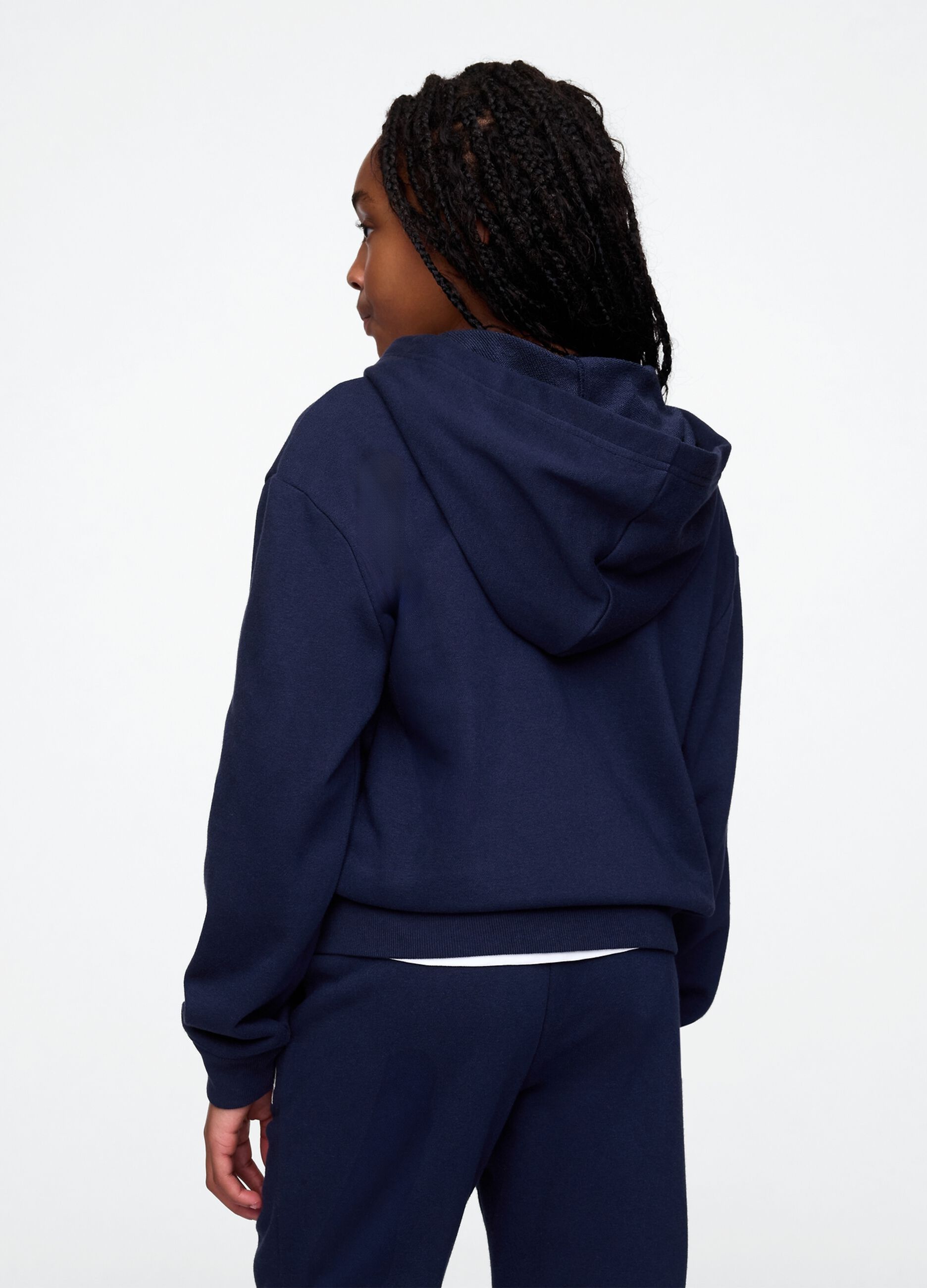 Girl's regular fit hoodie in blue cotton blend