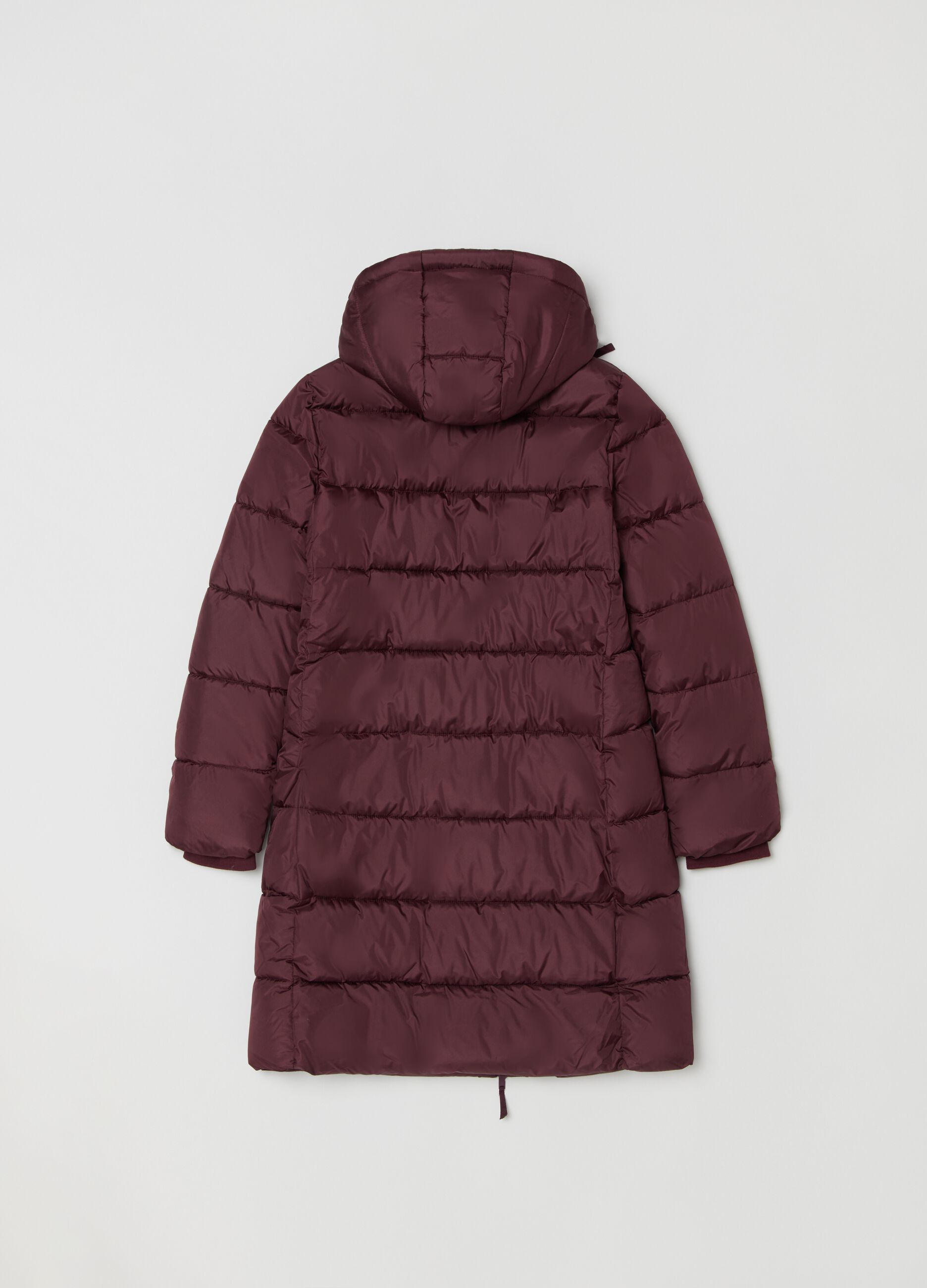 Long quilted down jacket with hood_1