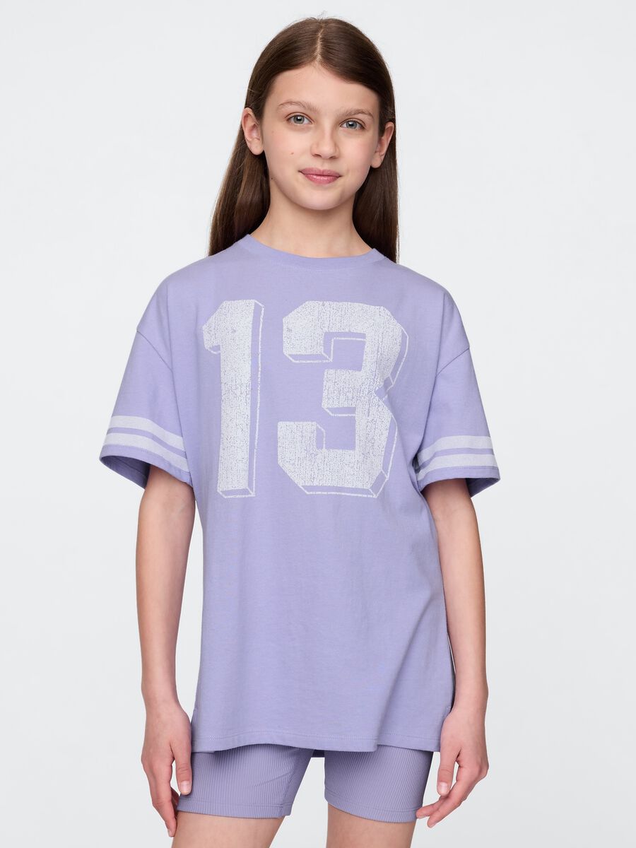 T-shirt viola con design sportivo Bambina_0