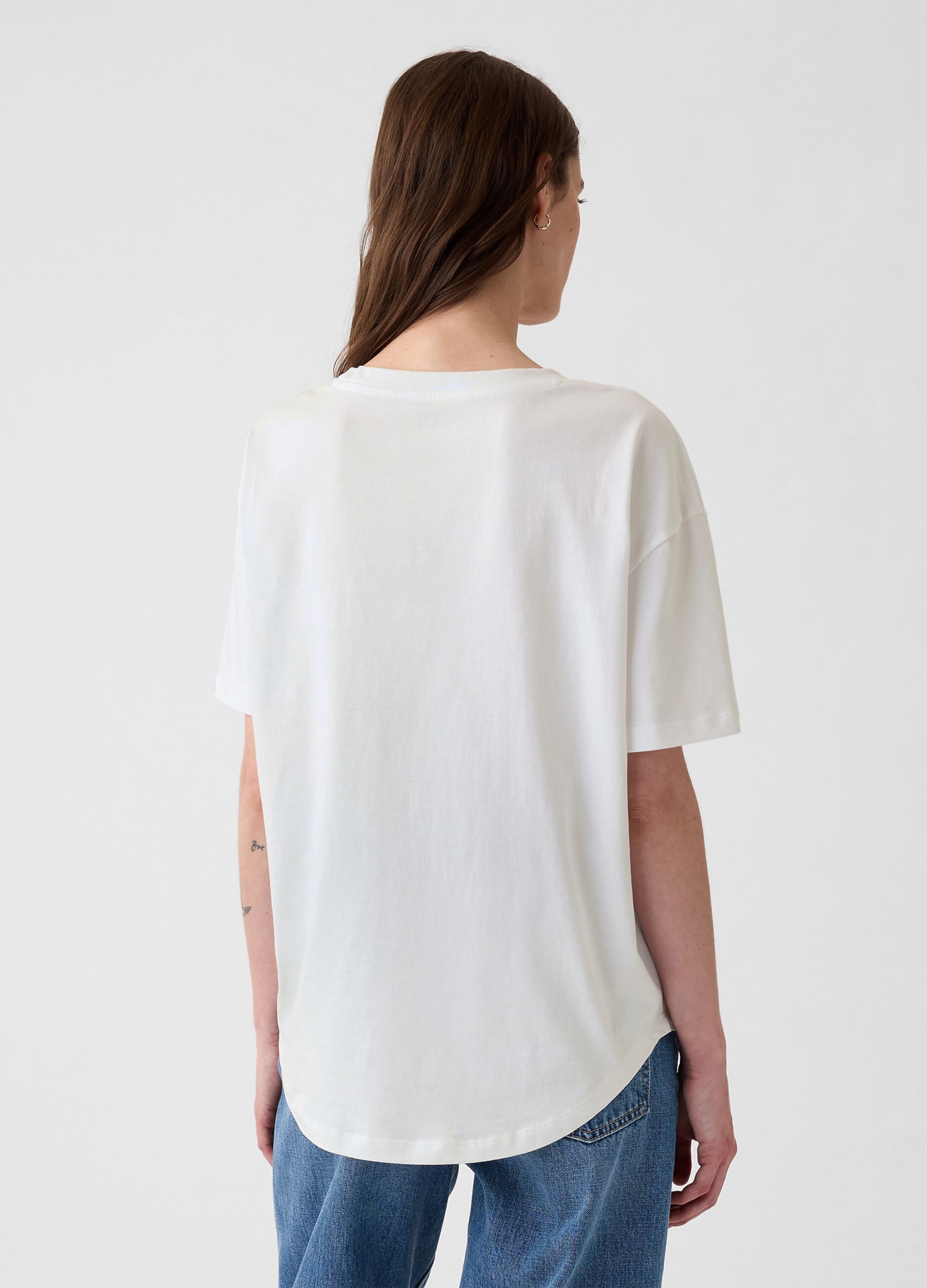 T-shirt bianca a maniche corte in cotone_1