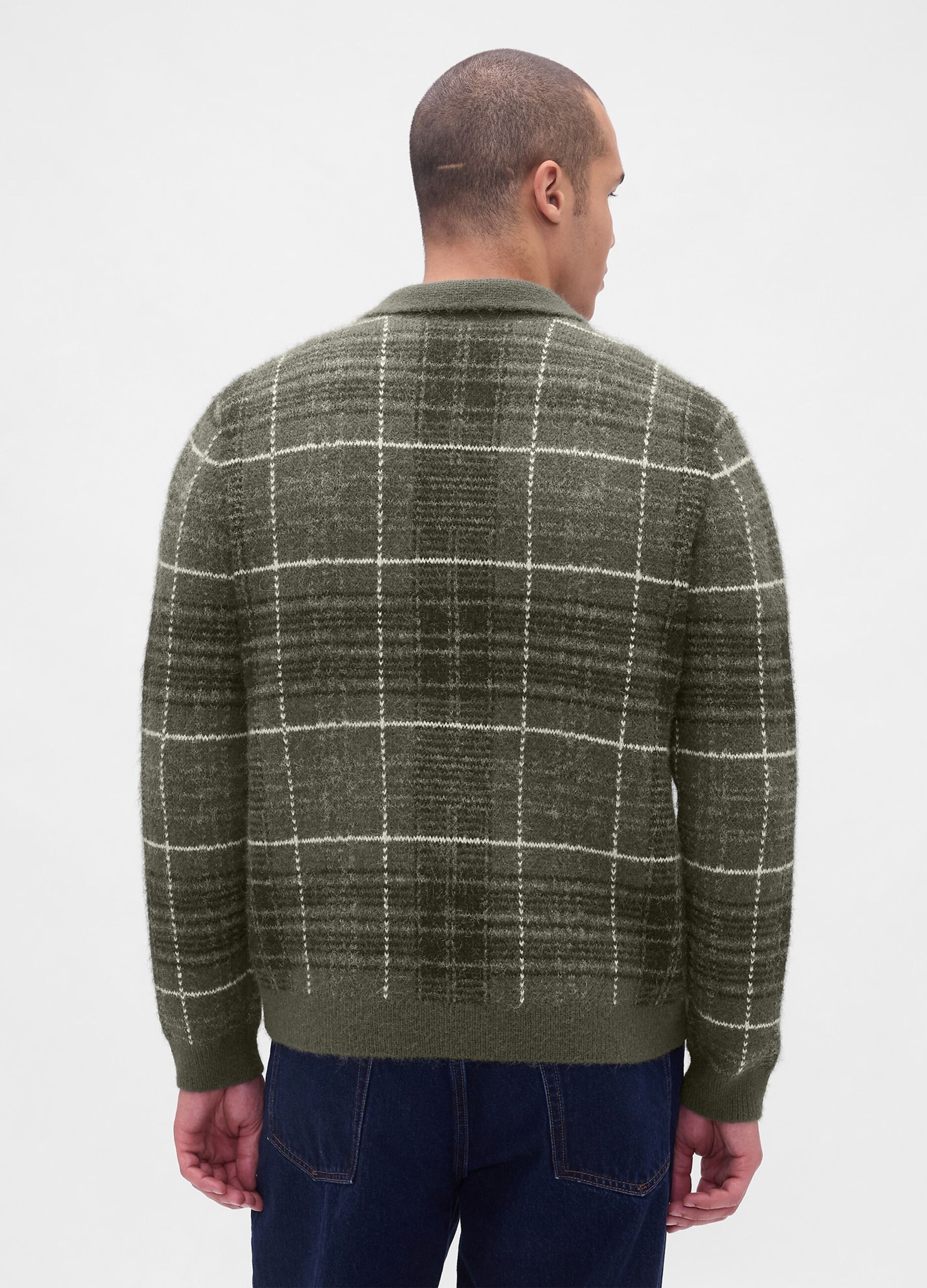 Cardigan full zip a quadri