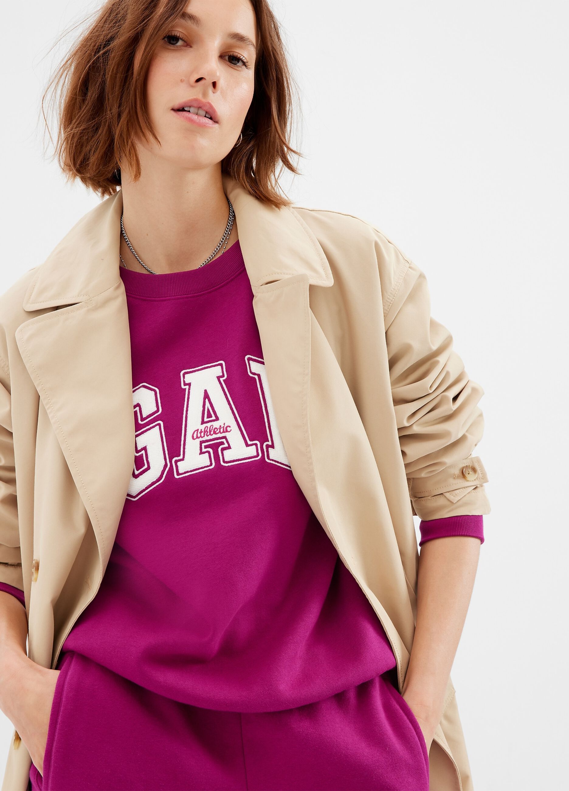 Felpa girocollo con patch logo