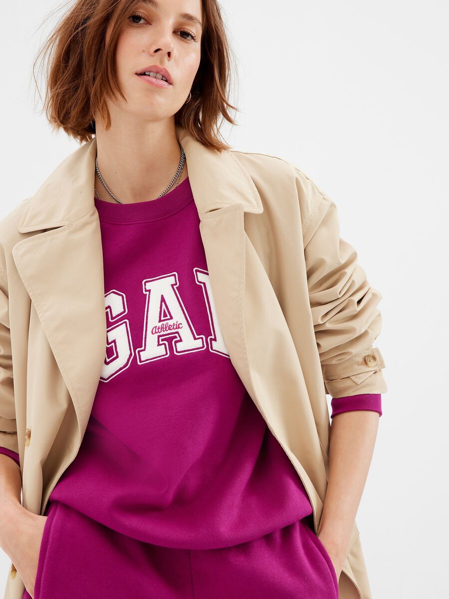 Felpa girocollo con patch logo Donna_0