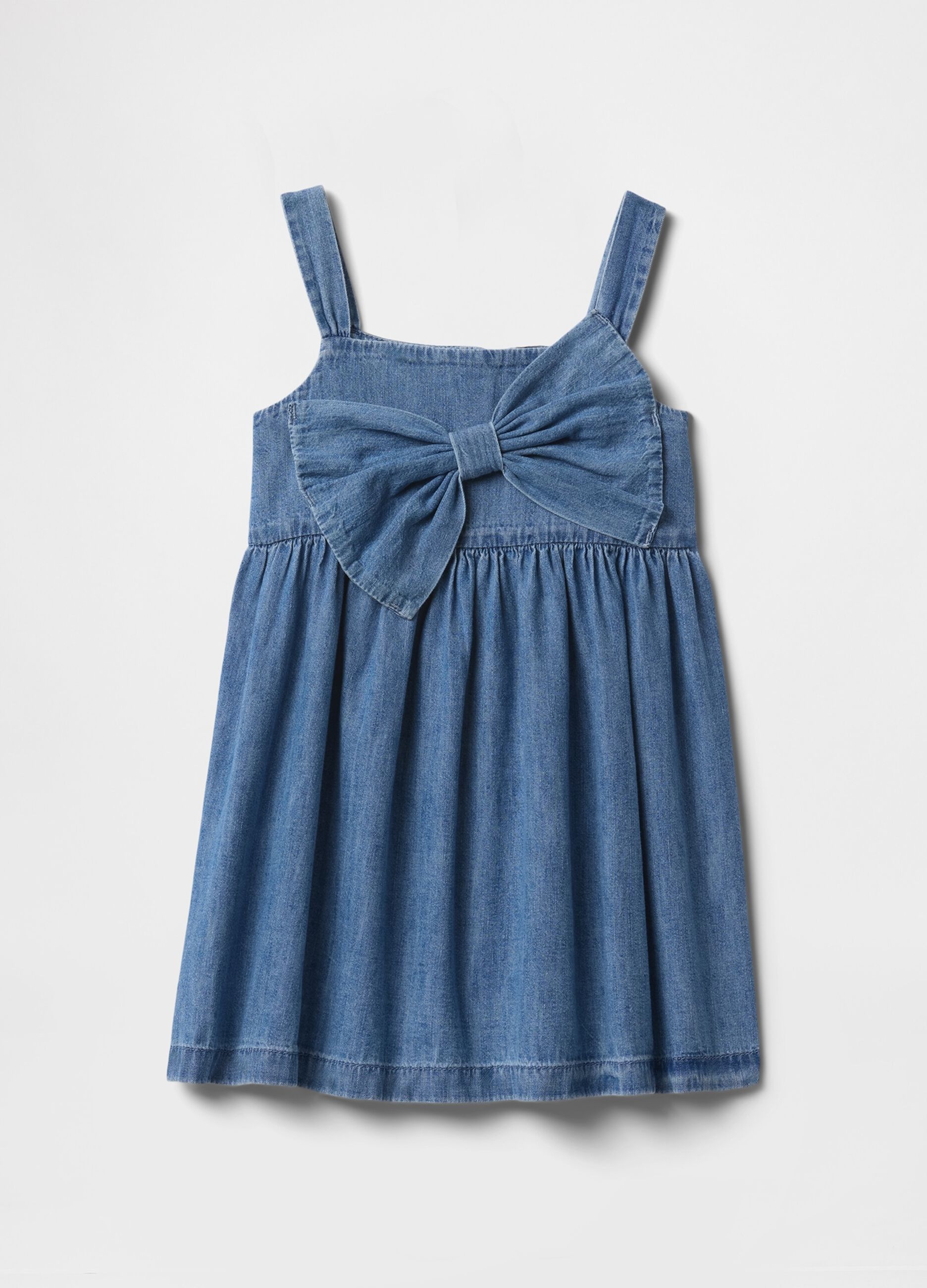 Vestito in denim con dettaglio fiocco_1