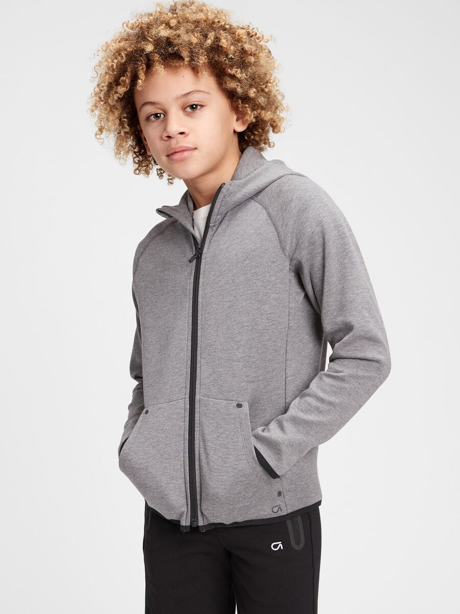 Full-zip hoodie in technical fabric with raglan sleeves Boy_0