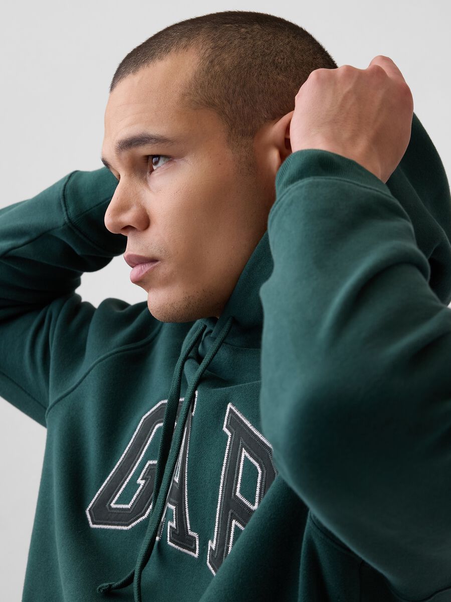 Felpa con cappuccio e logo in misto cotone Uomo_0