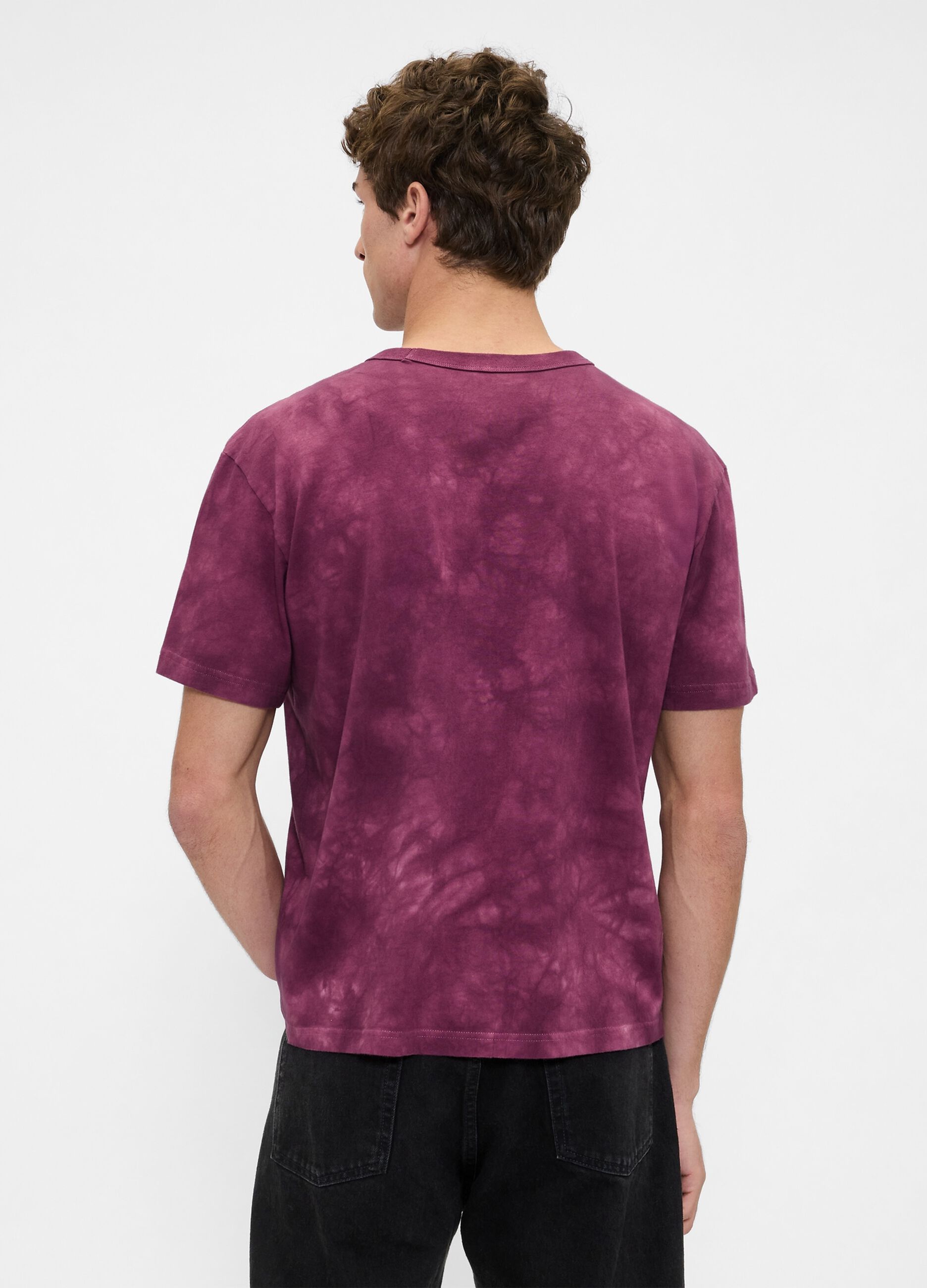 T-shirt viola a maniche corte in cotone_1