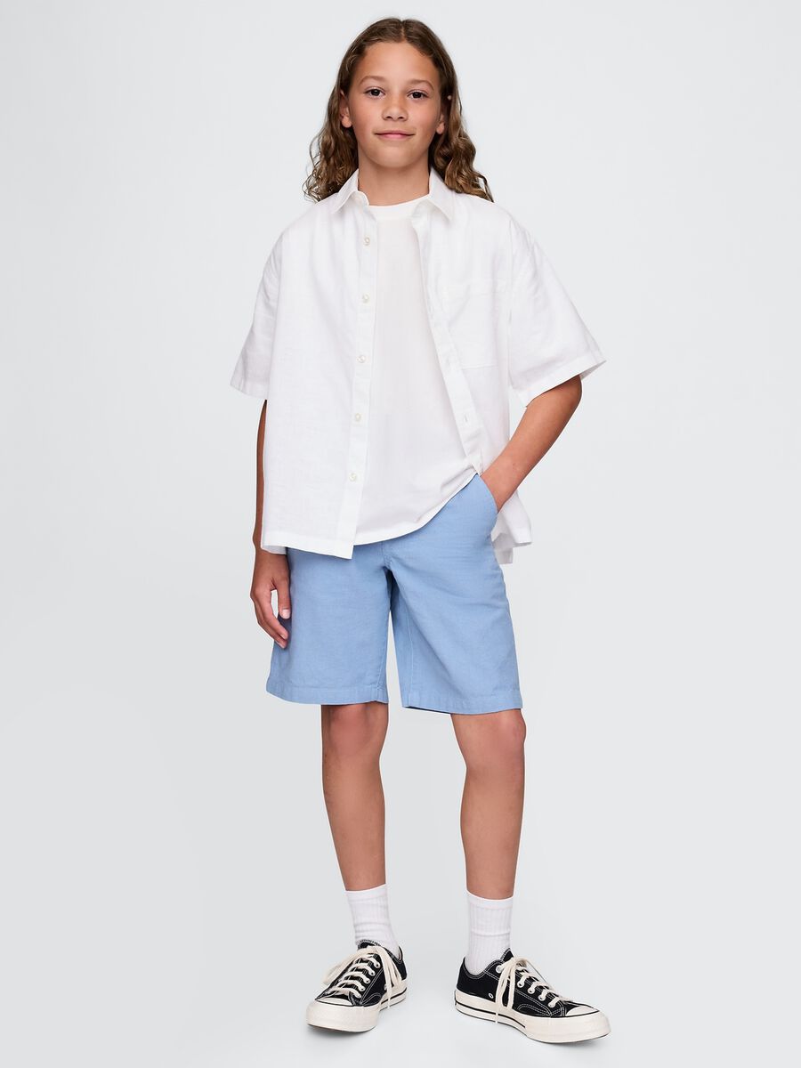 Shorts azzurri in lino e cotone per bambini Bambino_0