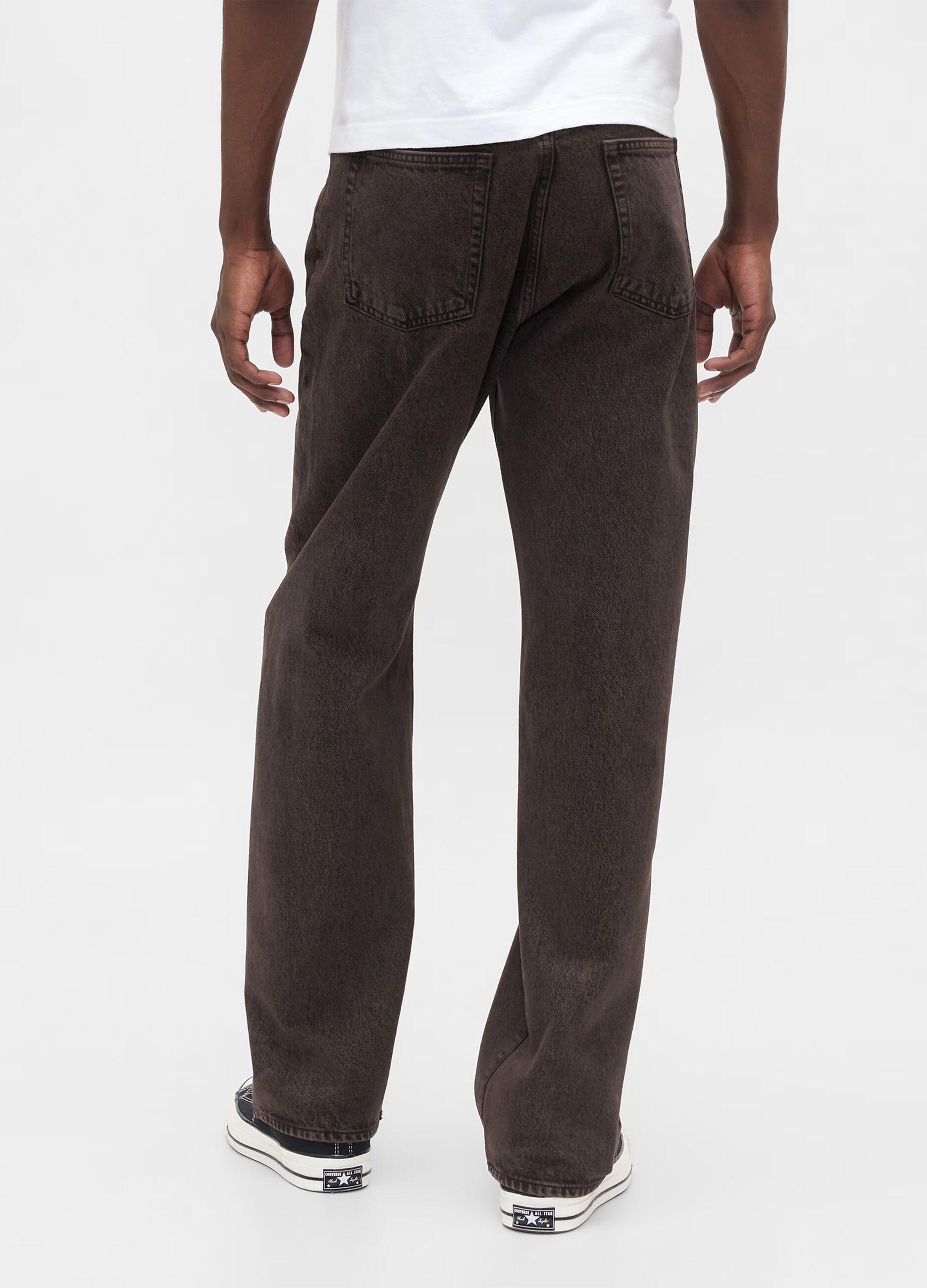 Pantaloni in puro cotone marroni regular fit con cinque tasche