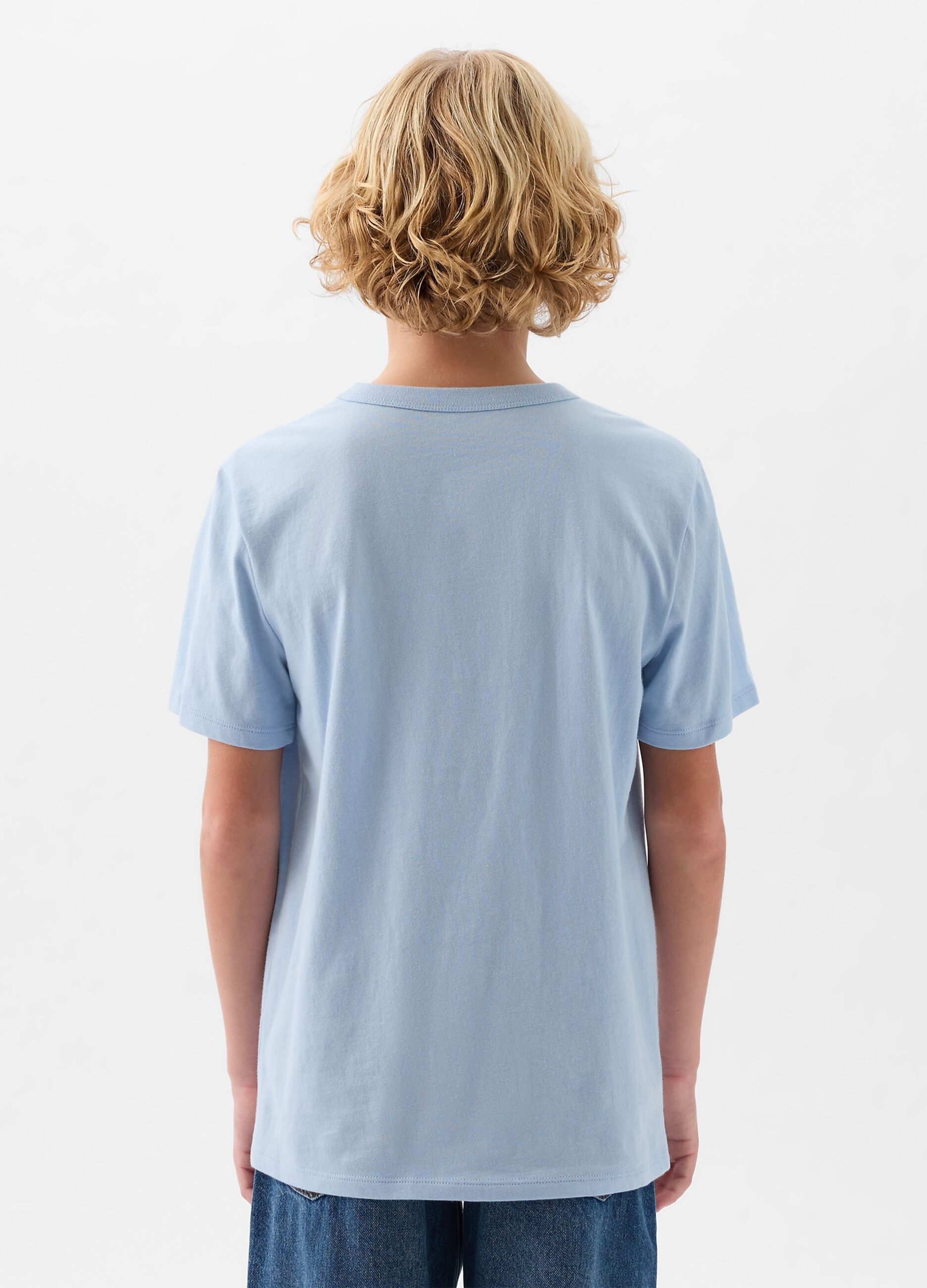 Cotton T-shirt with logo and shark print_1