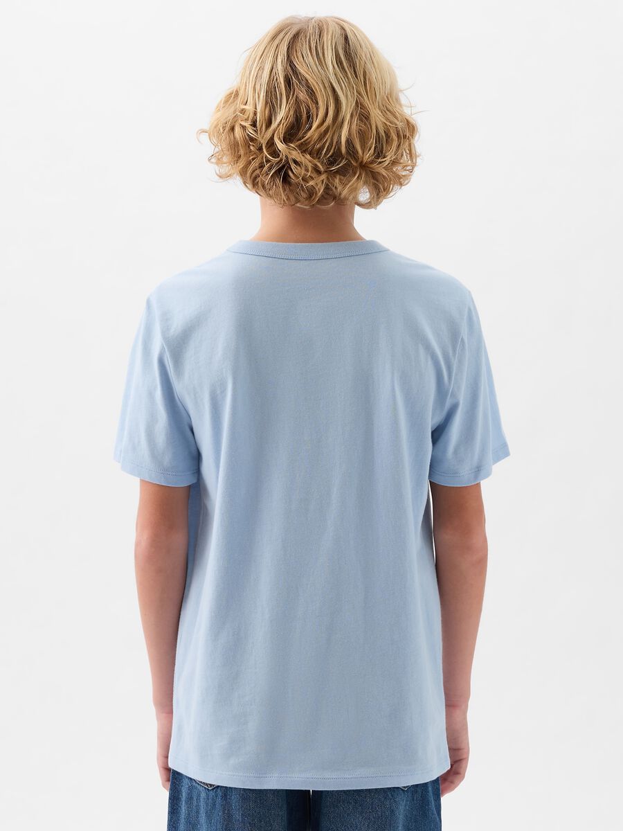 T-shirt in cotone stampa logo e squalo Bambino_1
