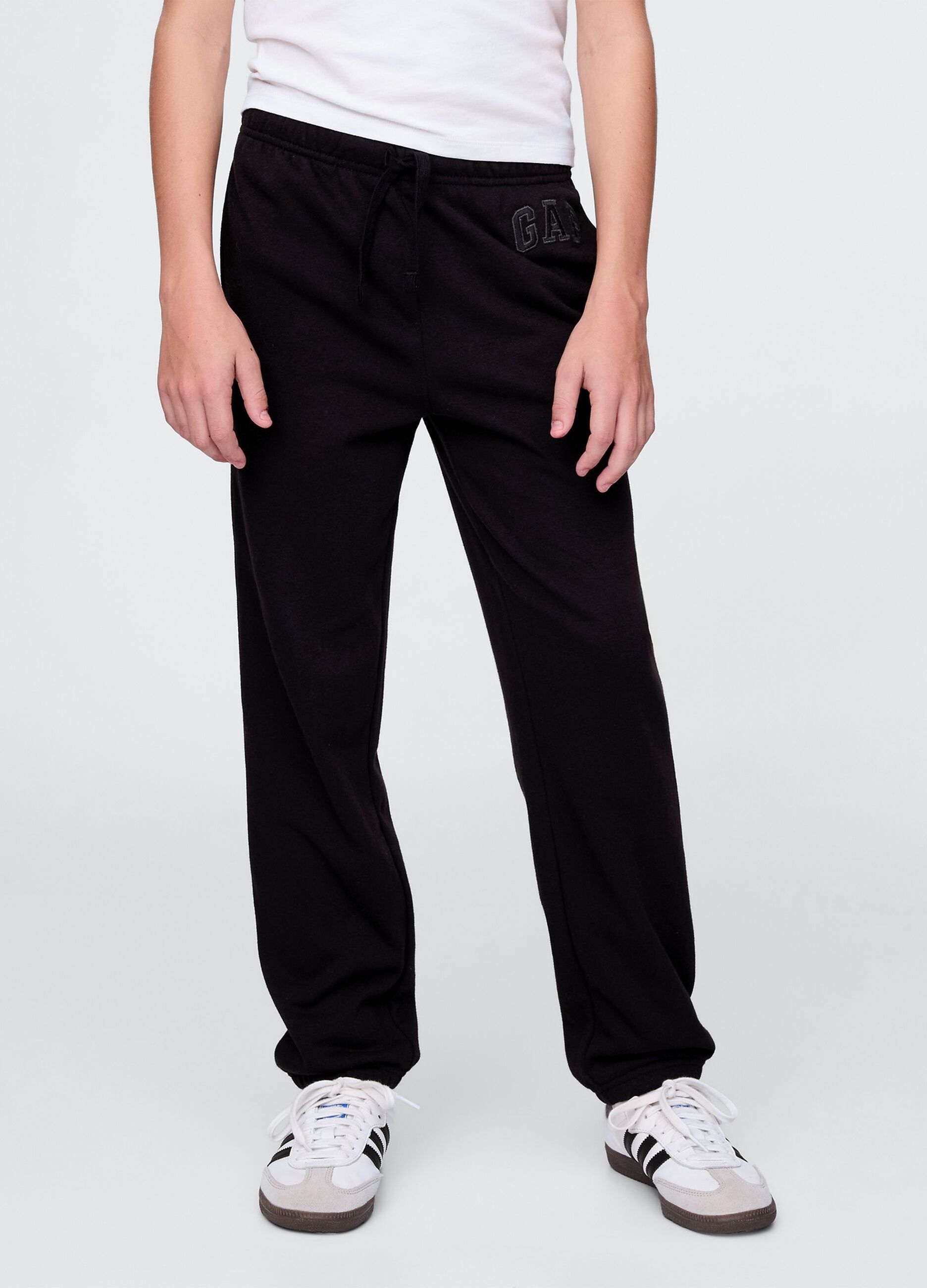 Pantaloni jogger in misto cotone nero da bambino regular fit