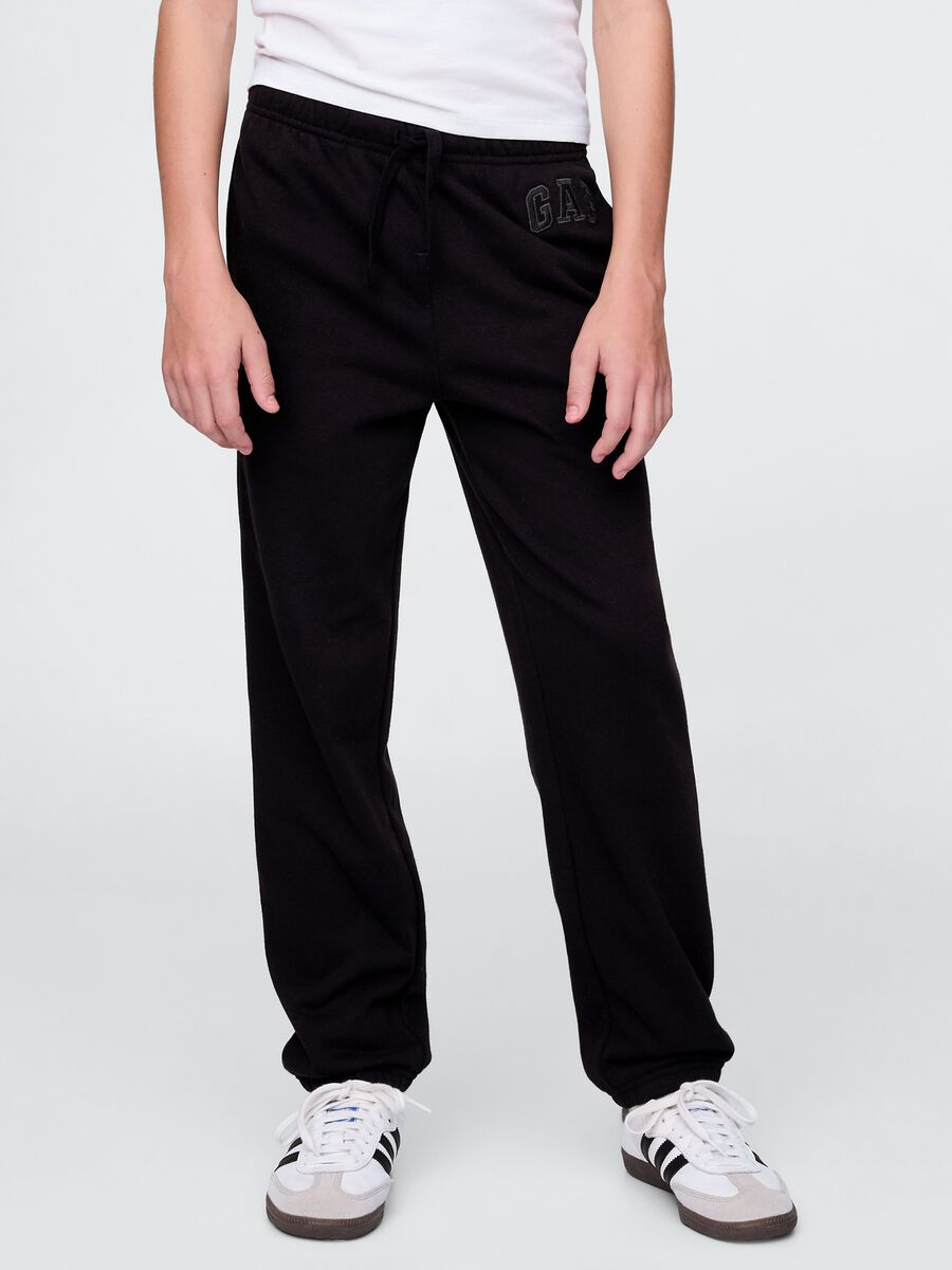 Pantaloni jogger in misto cotone nero da bambino regular fit Bambino_2