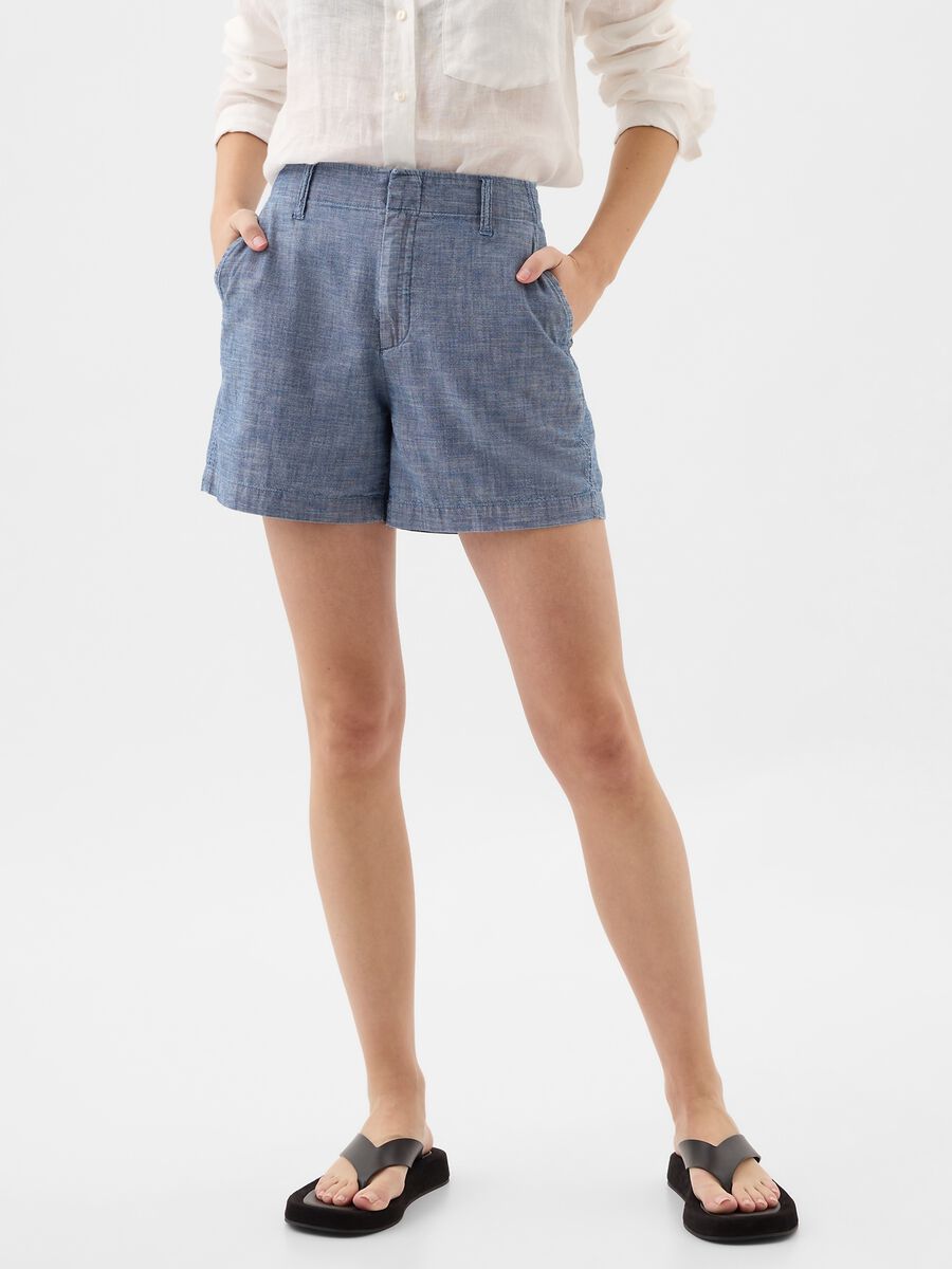 Chambray cotton shorts Woman_1