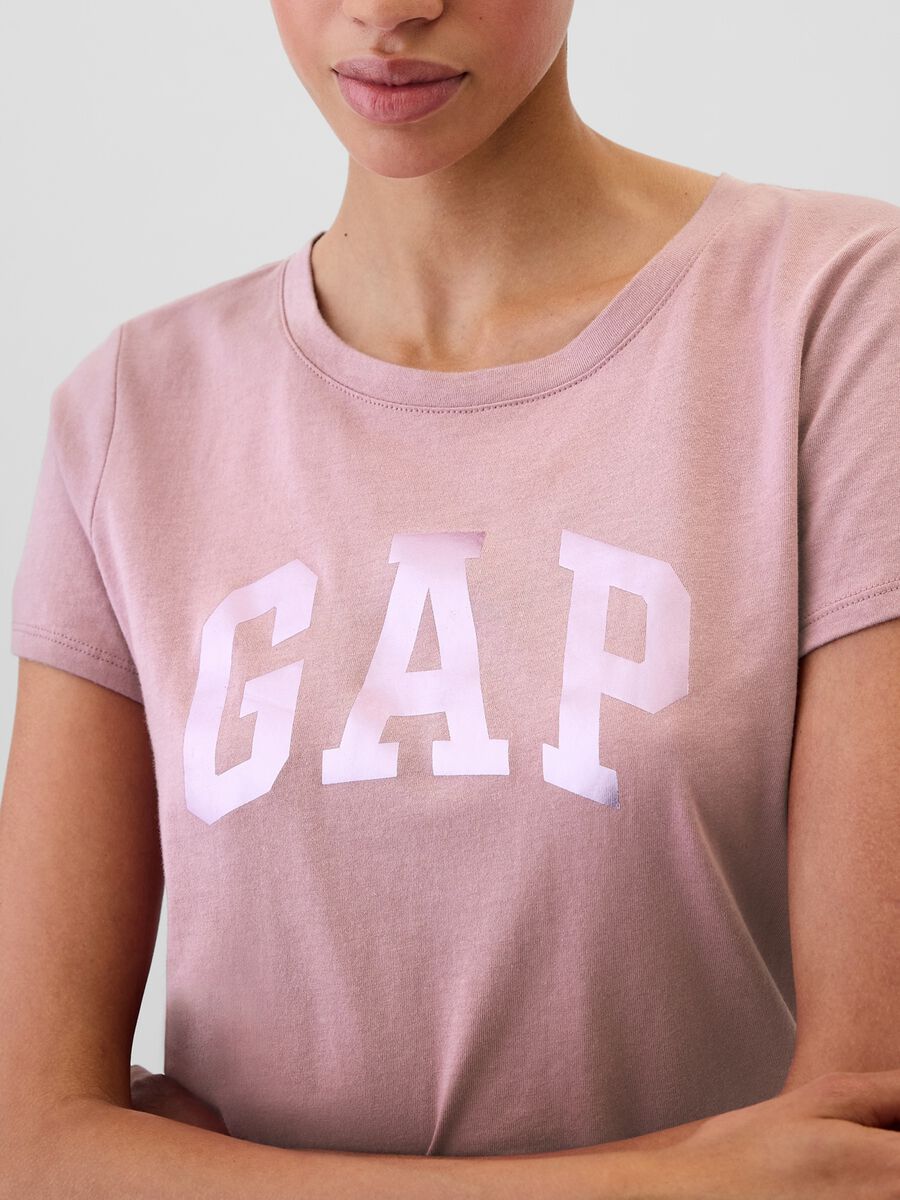 T-shirt con stampa logo in foil Donna_3