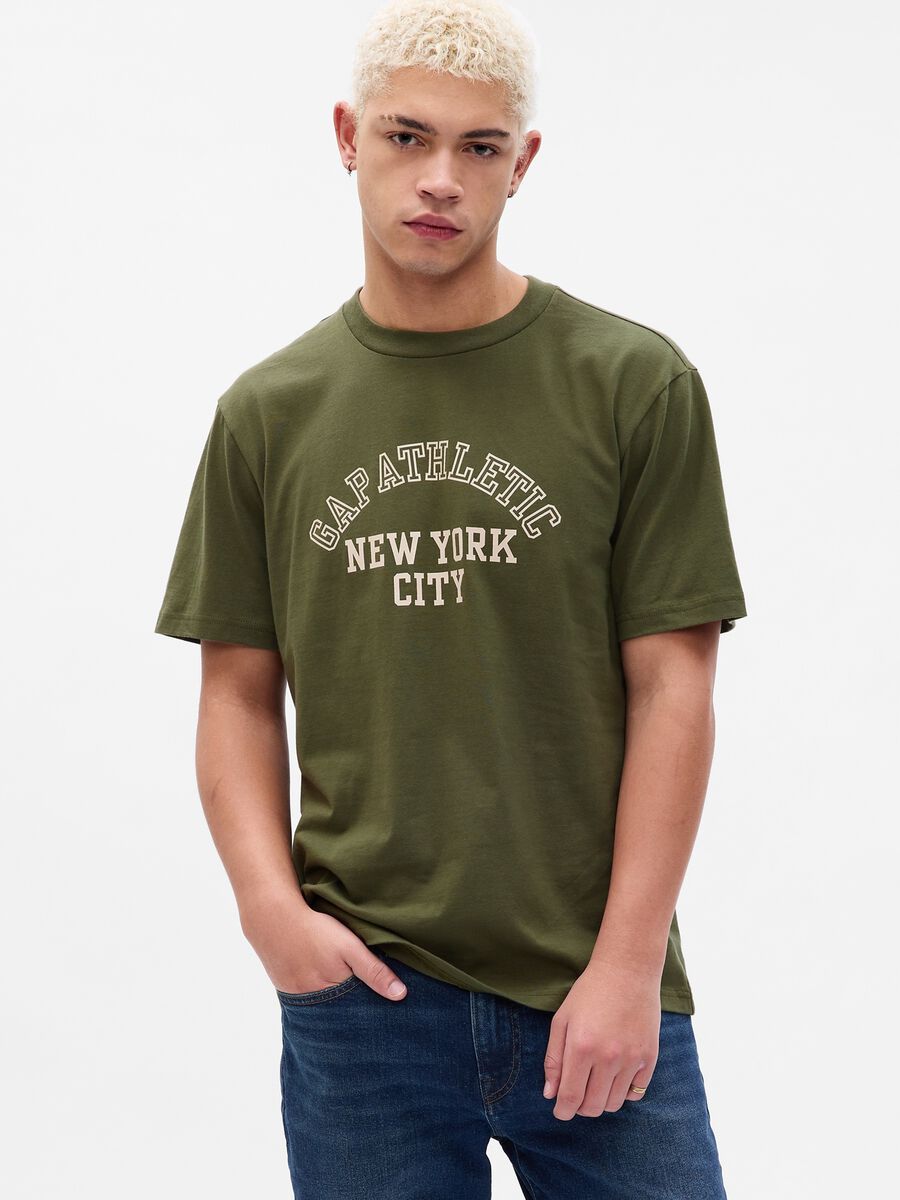 T-shirt with Athletics logo and lettering print Man_0