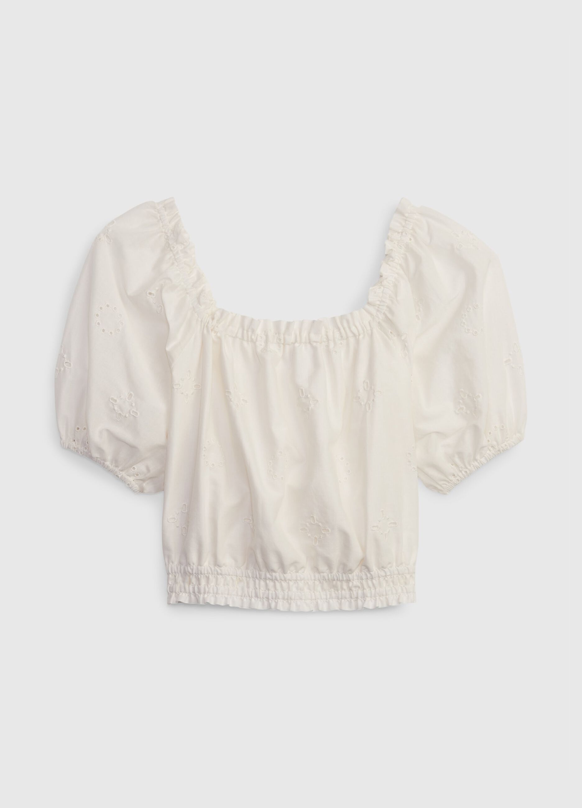 Broderie anglaise top with puff sleeves