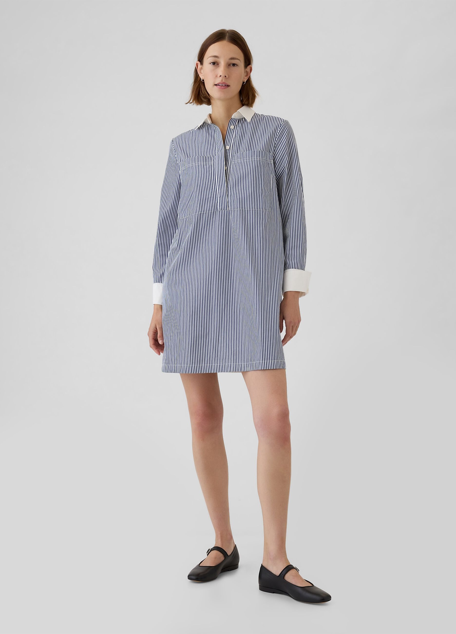 Short shirt dress with stripes