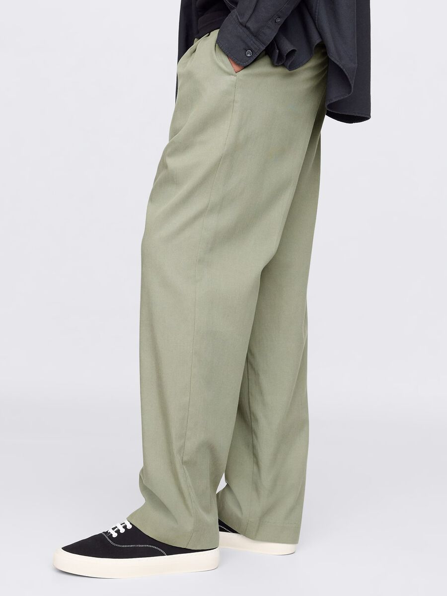 Light green Lyocell and cotton trousers Man_3