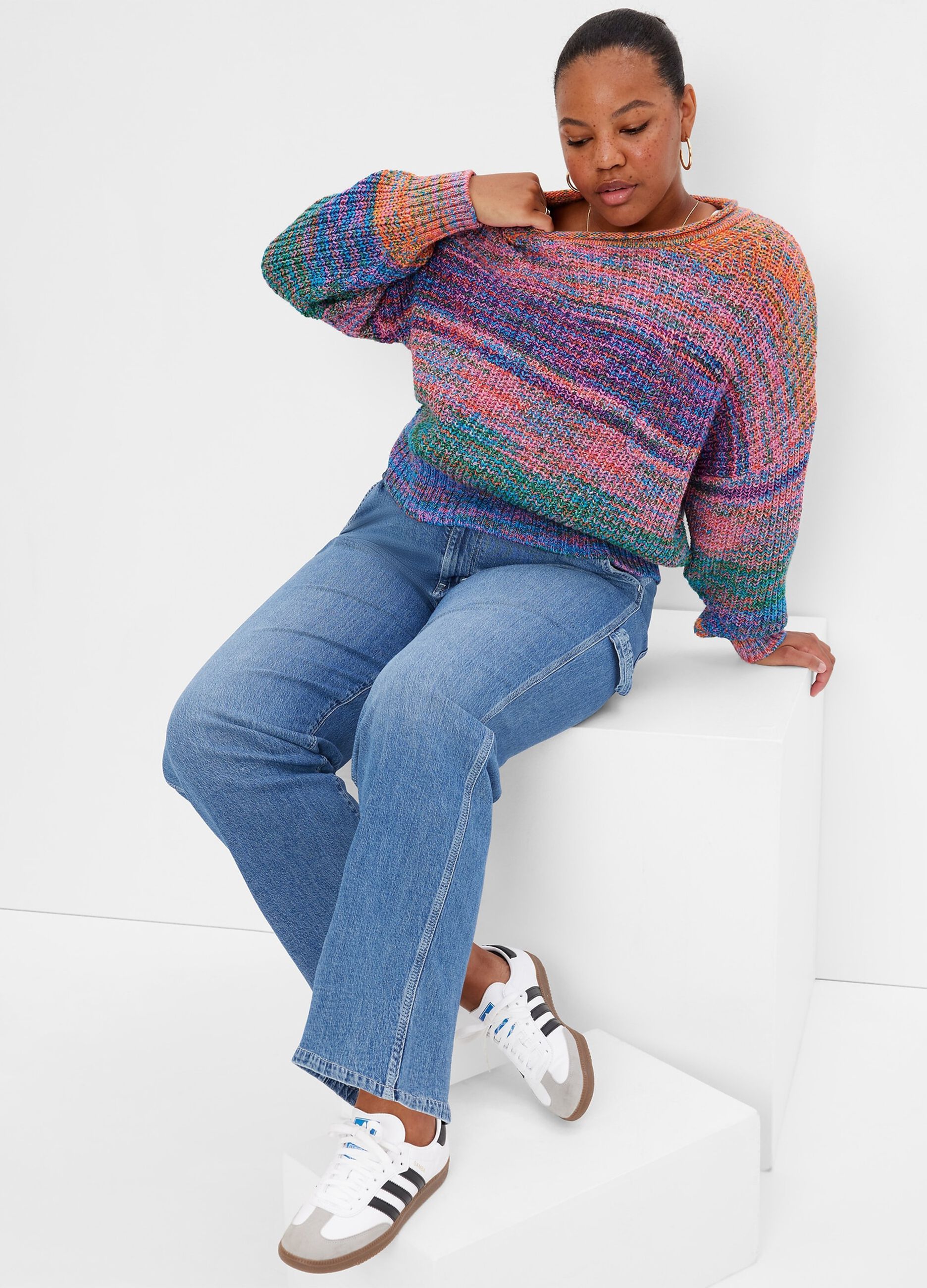 Pullover oversize multicolor con taschino_2