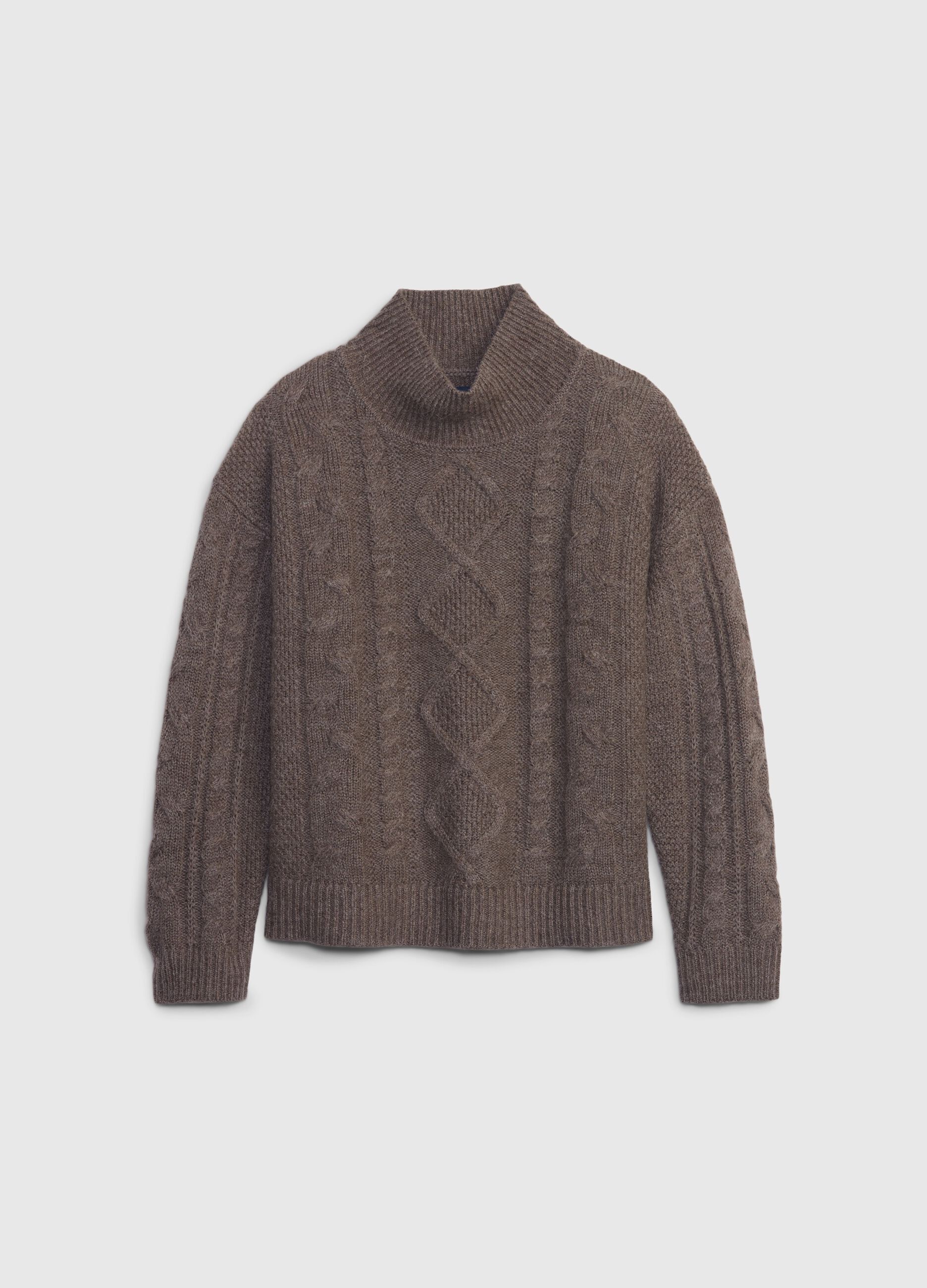 Pullover mock neck con lavorazione intrecciata_3