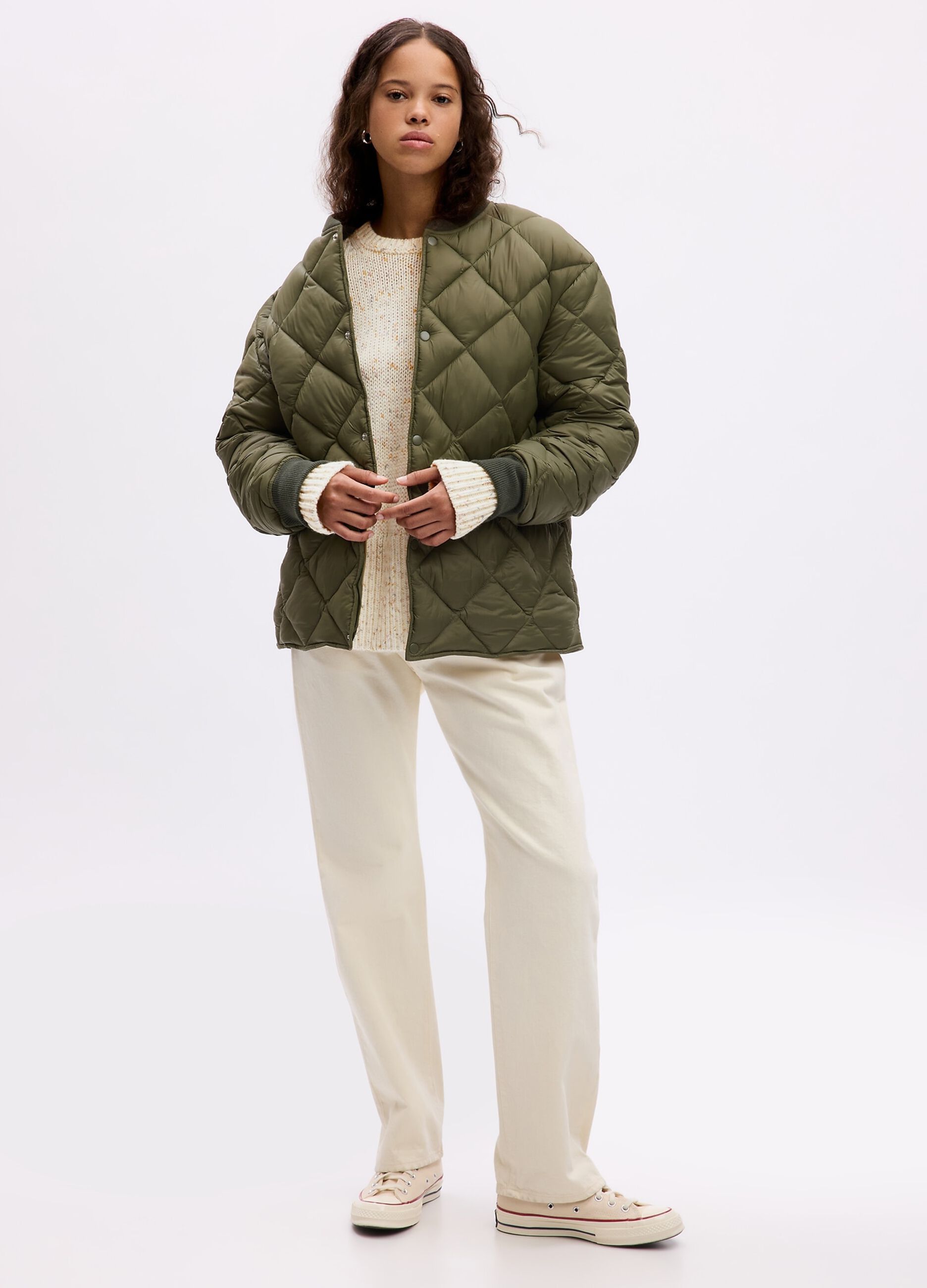 Mouliné-effect oversized pullover with splits_2