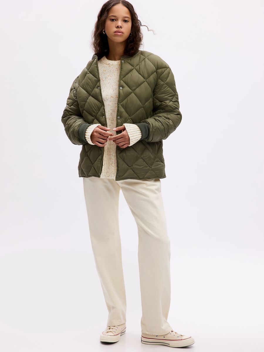 Mouliné-effect oversized pullover with splits Woman_2