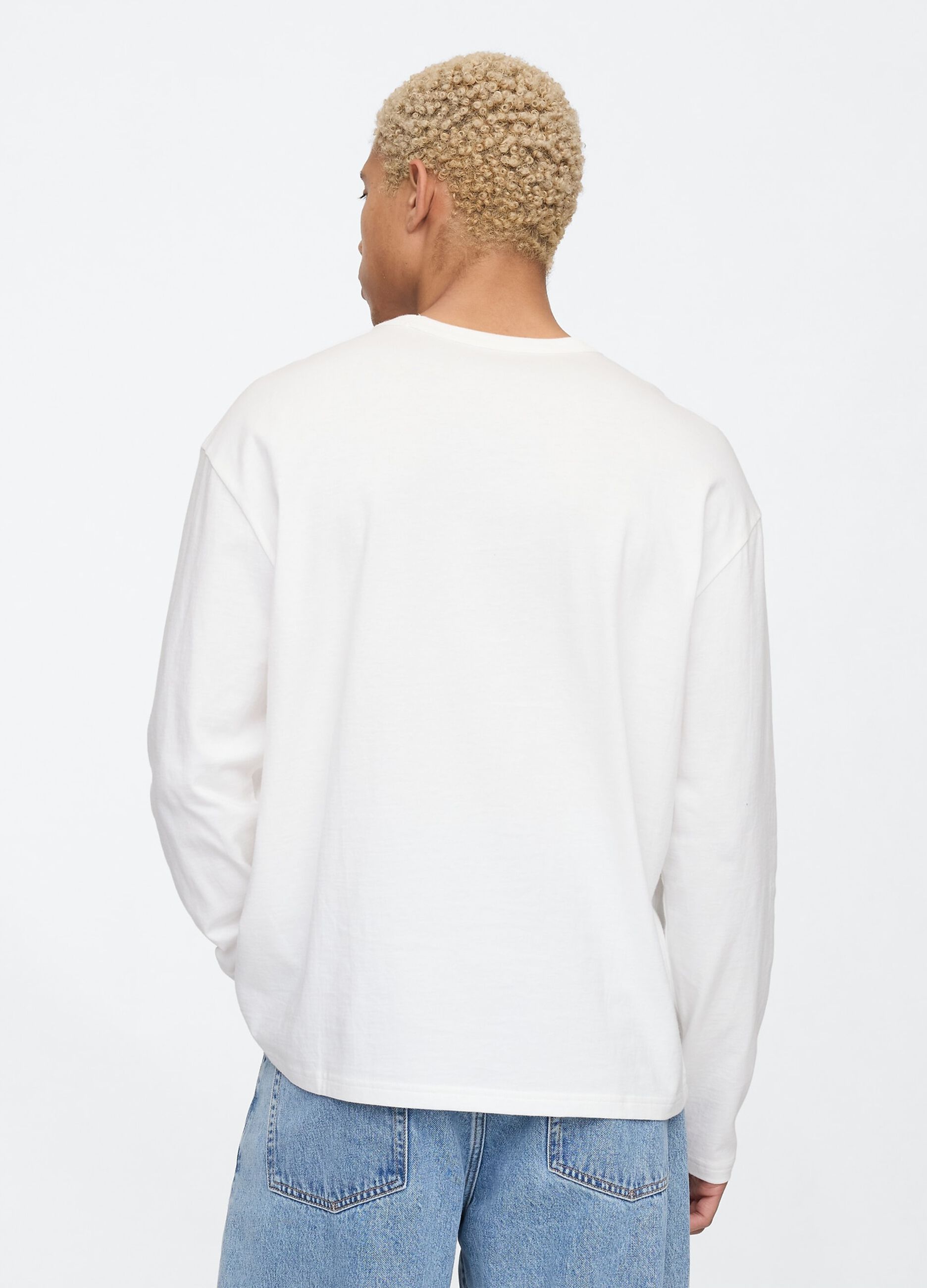 T-shirt bianca a maniche lunghe con logo Gap_2