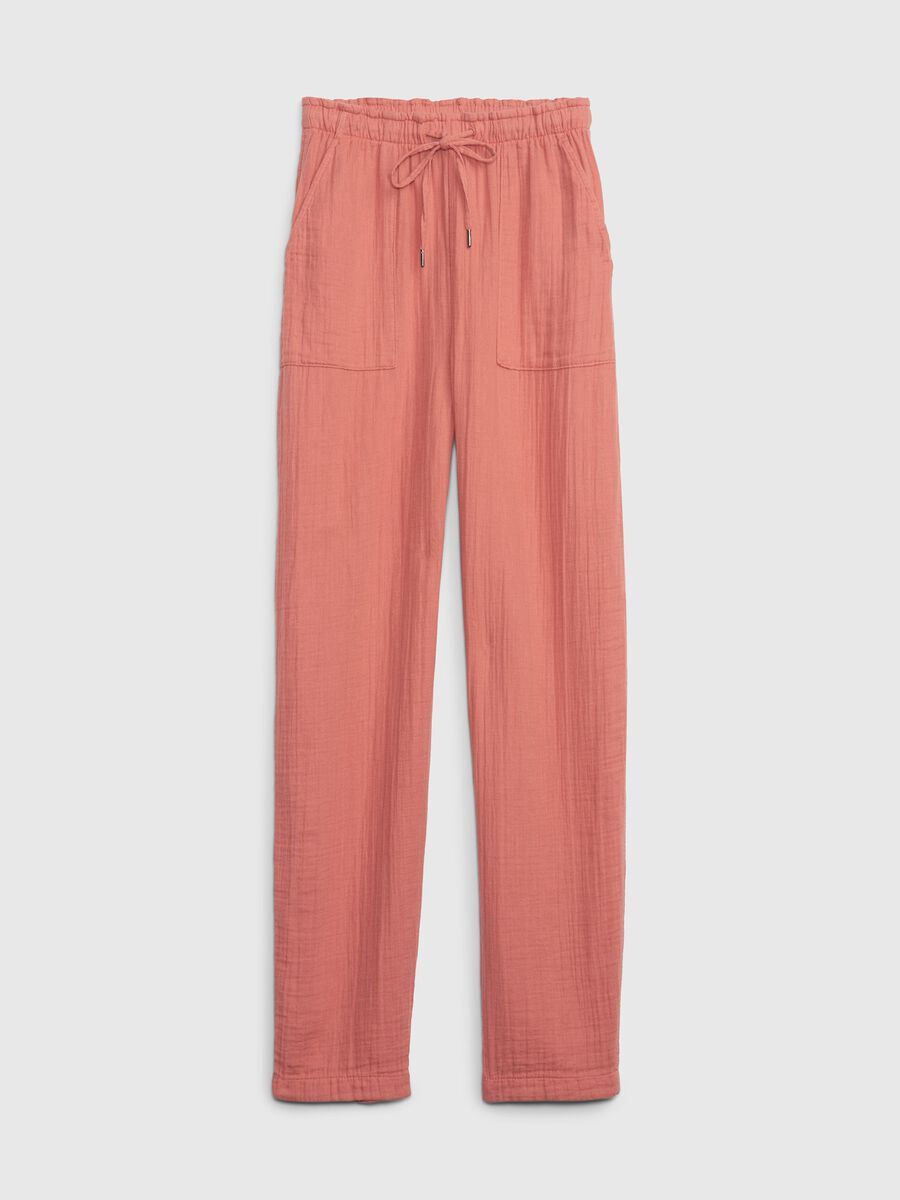 Straight-fit trousers in cotton gauze Woman_4