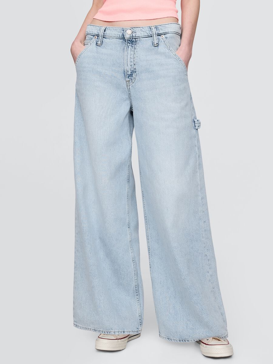 Jeans a gamba larga in misto cotone e Lyocell Donna_1