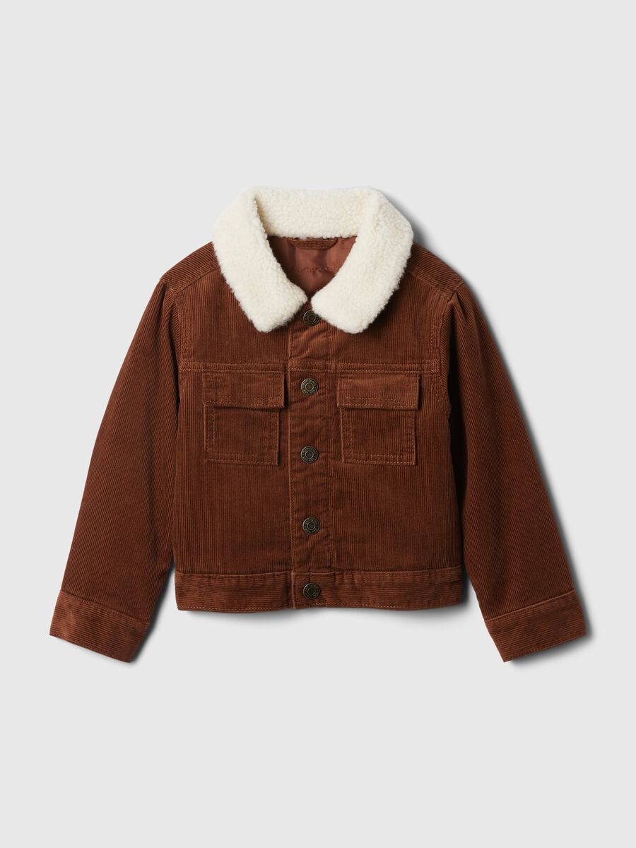 Giacca in corduroy con colletto in sherpa Bimbo_0
