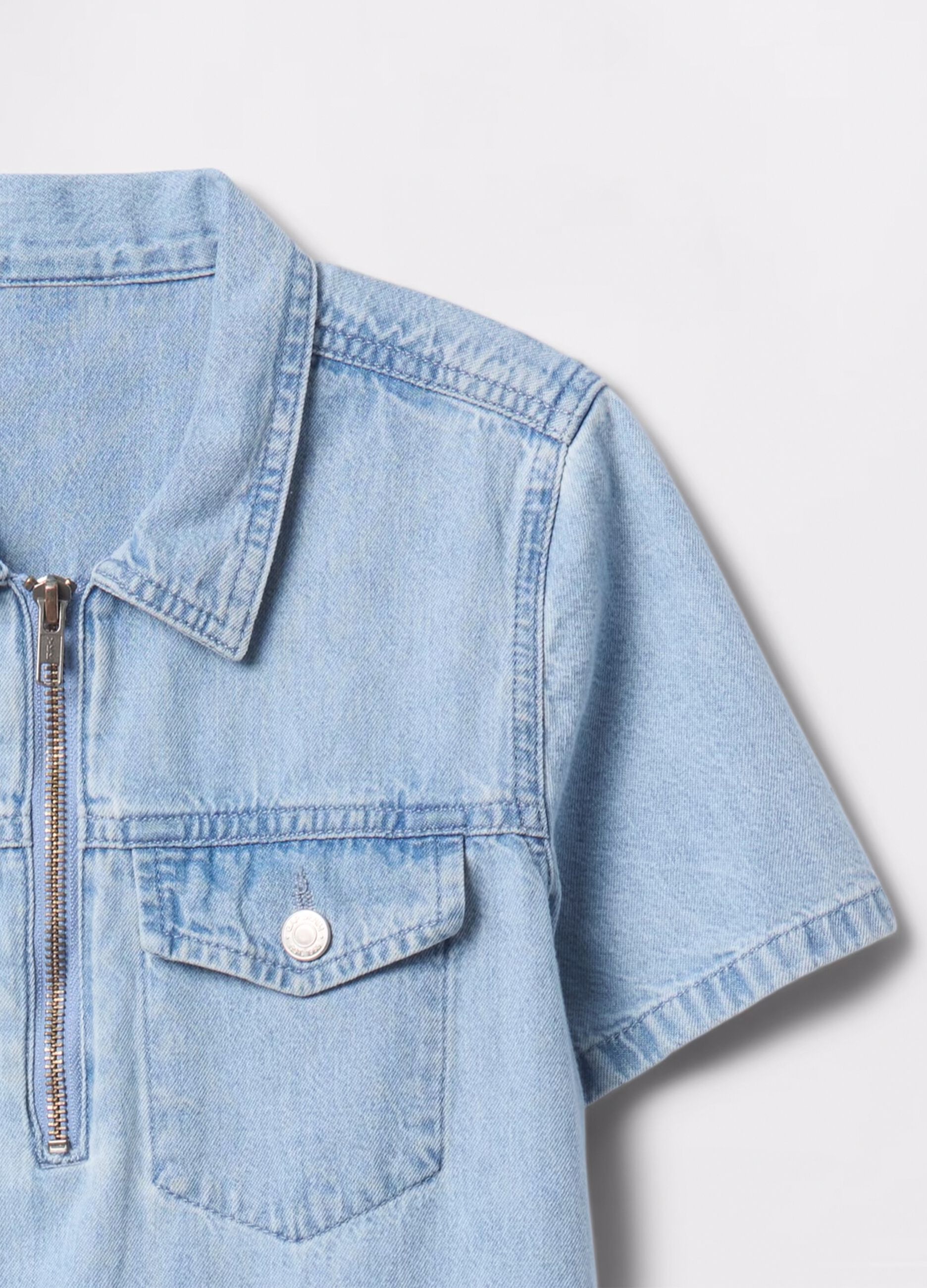 Abito denim in cotone con zip_3